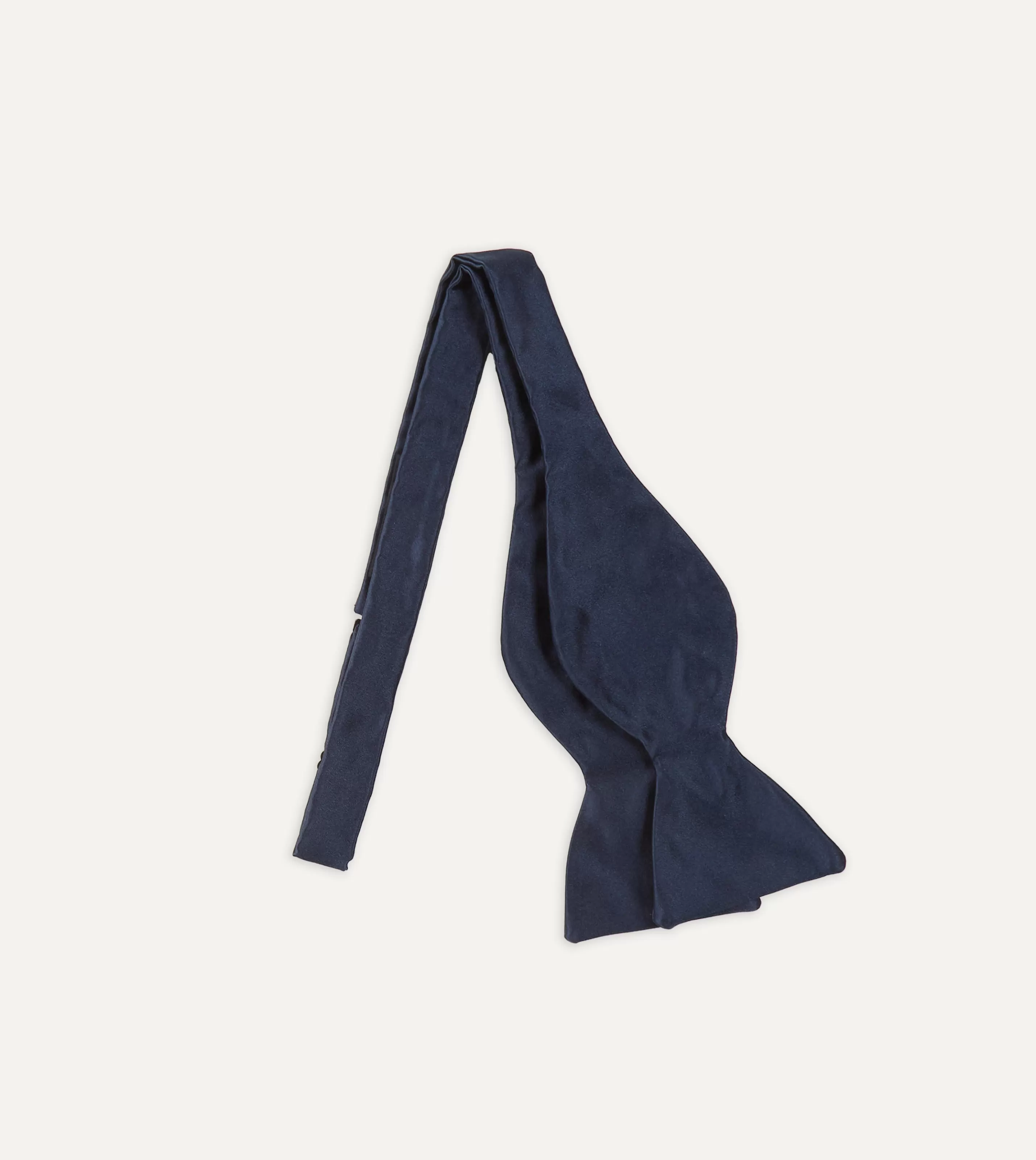 Drake’s Bow Ties | Navy Self-Tie Satin Butterfly Bow Tie