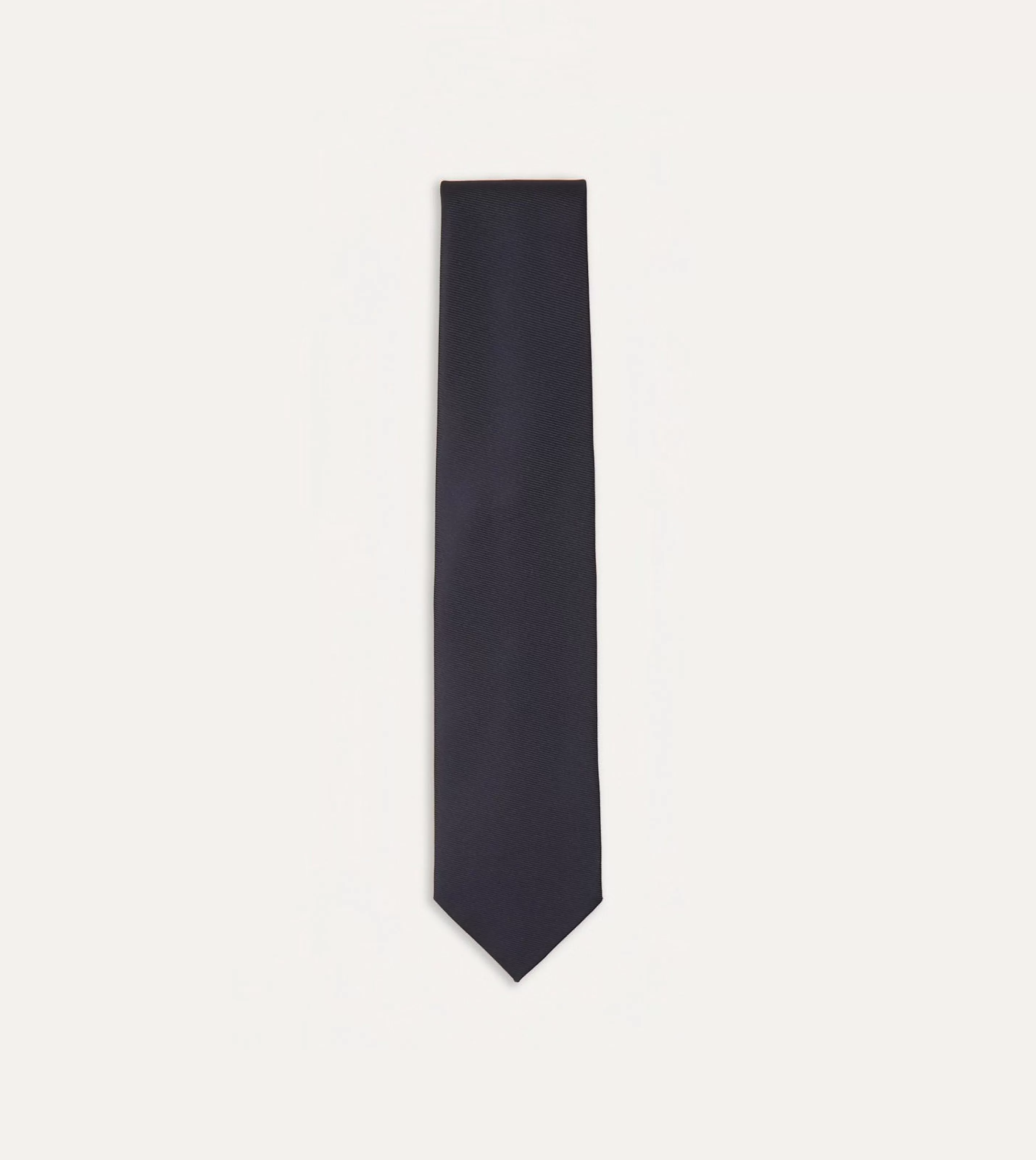 Drake’s Plain Ties | Navy Silk Twill Tipped Tie