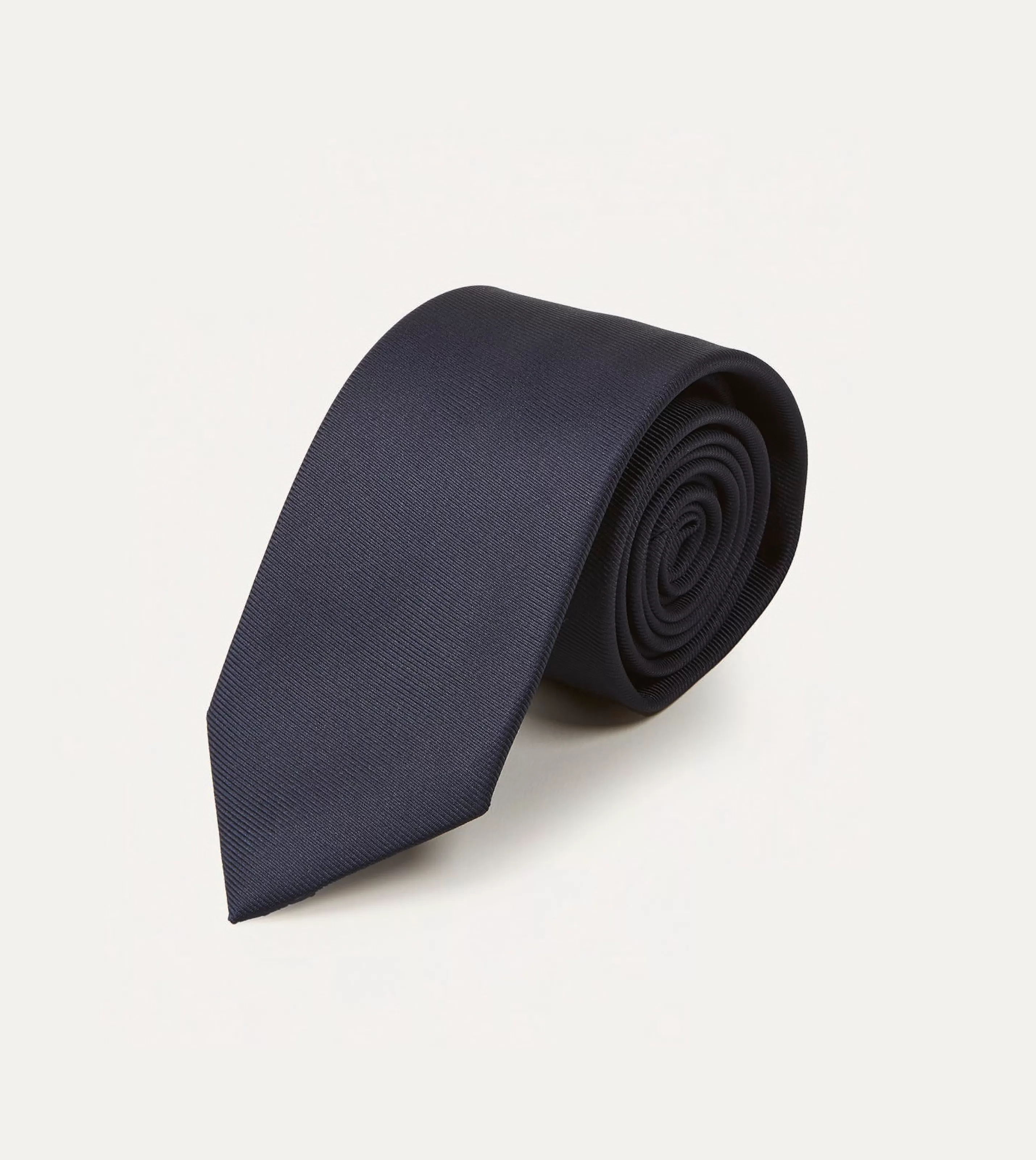 Drake’s Plain Ties | Navy Silk Twill Tipped Tie