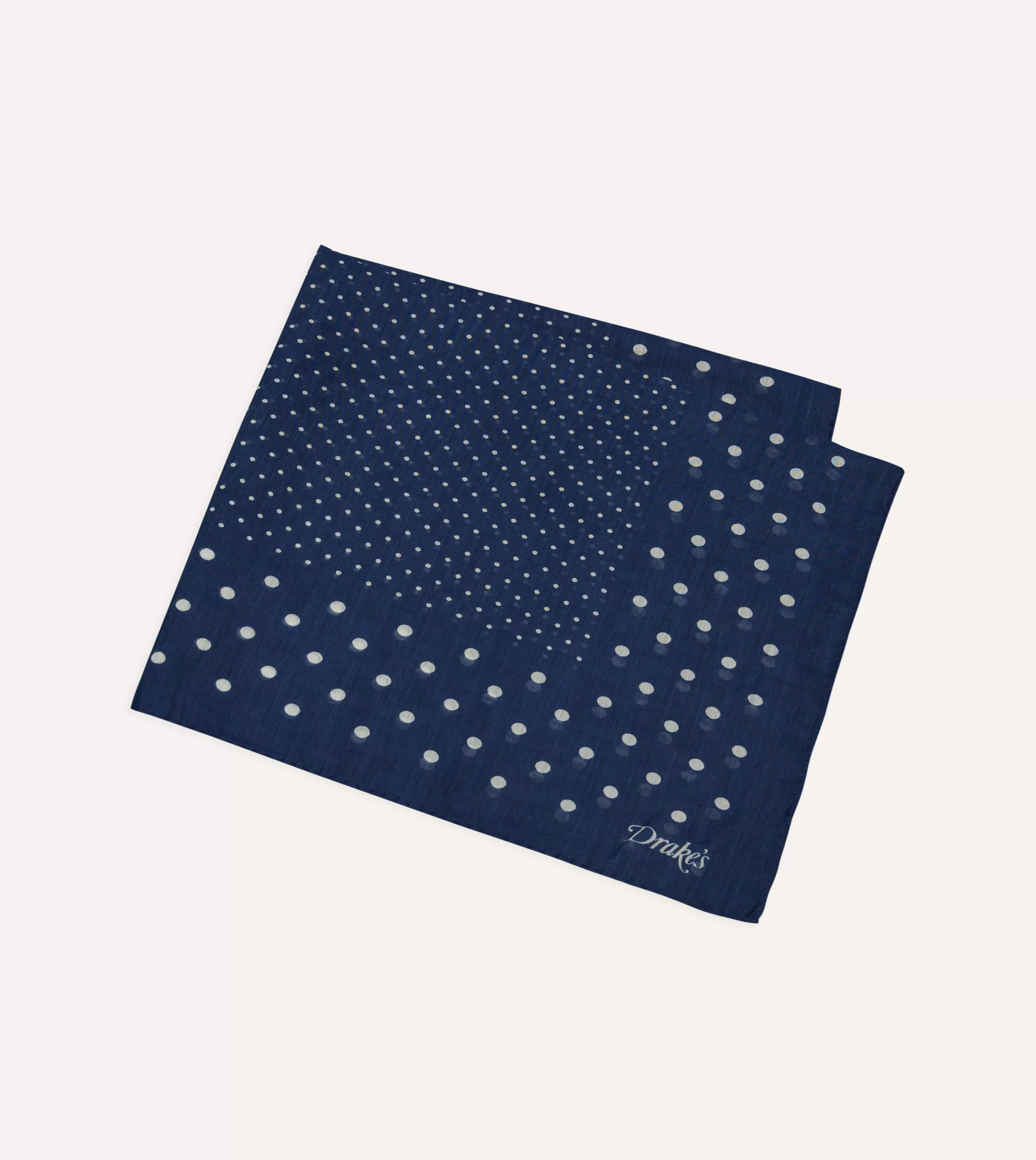 Drake’s Pocket Squares | Spot Border Print Cotton-Silk Pocket Square Navy