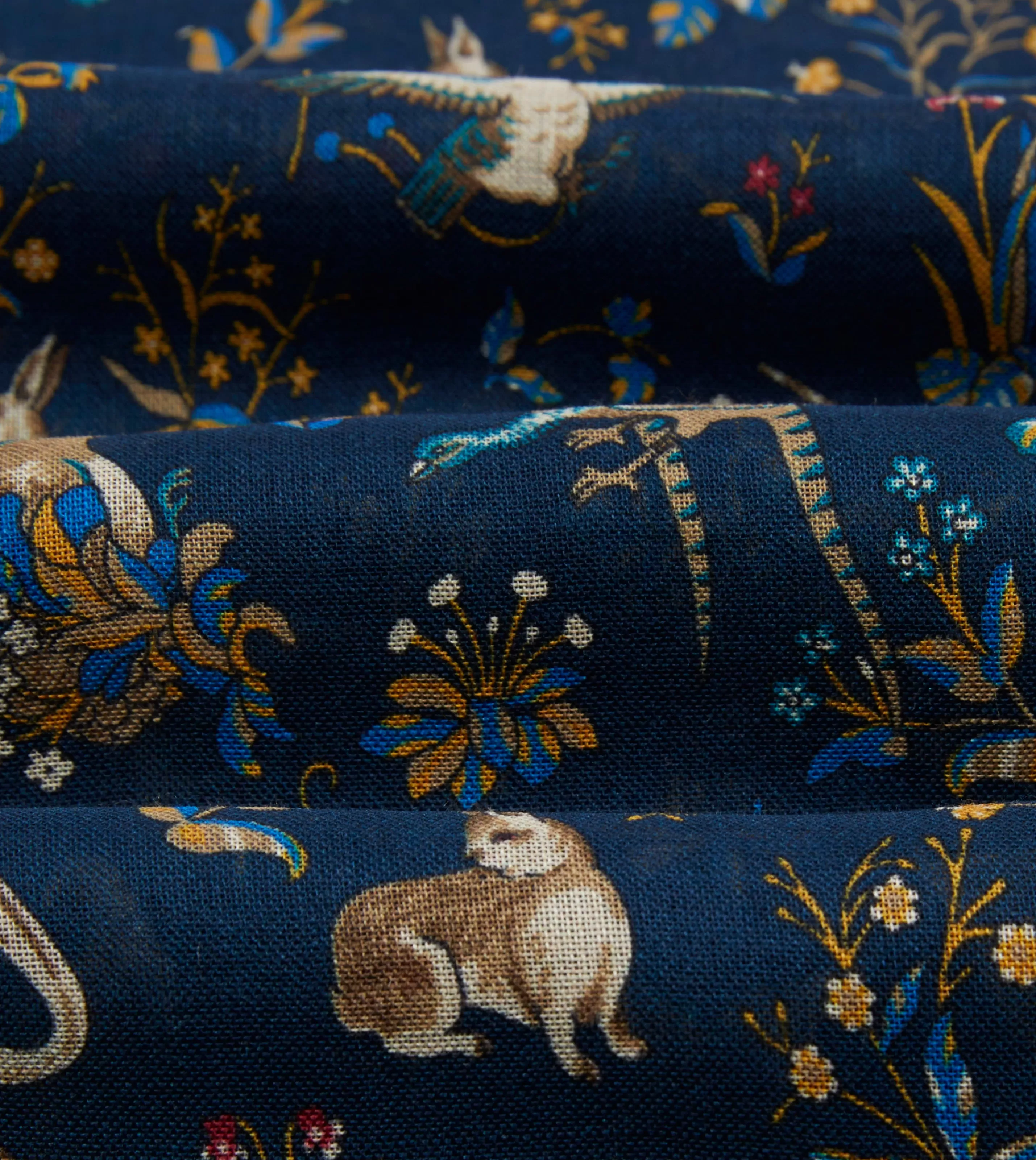 Drake’s Scarves | Scarves | Navy Unicorn Print Wool-Silk Scarf