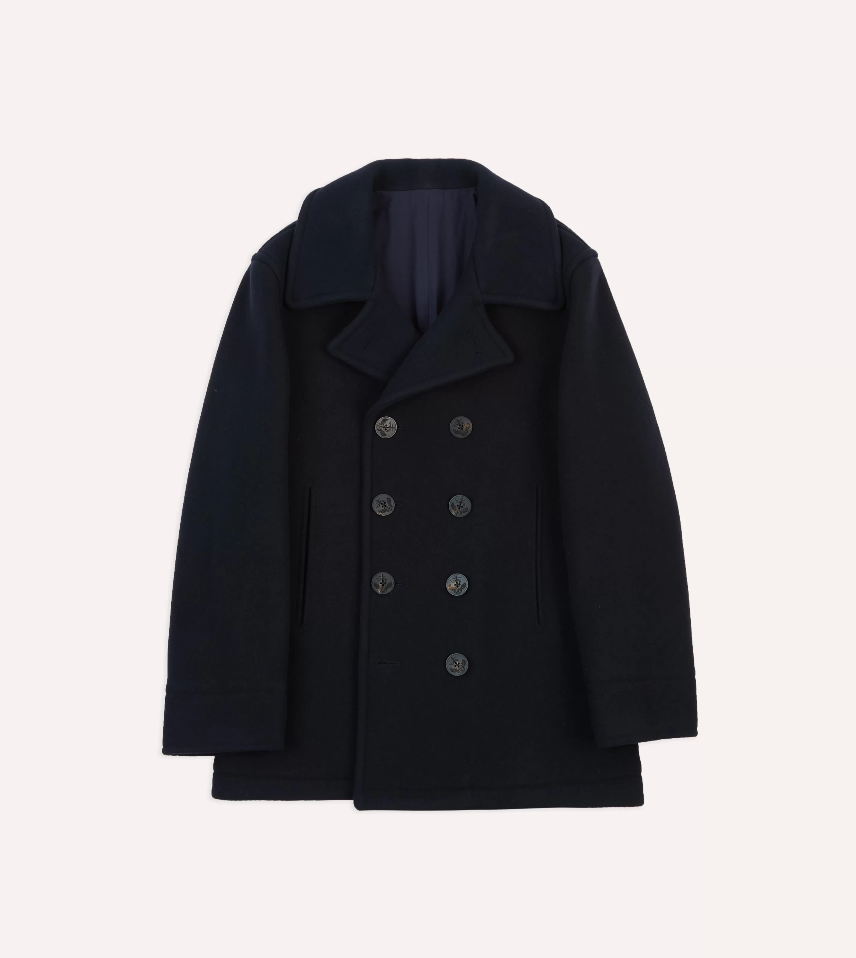 Drake’s Coats & Jackets | Navy Wool Double-Breasted Peacoat