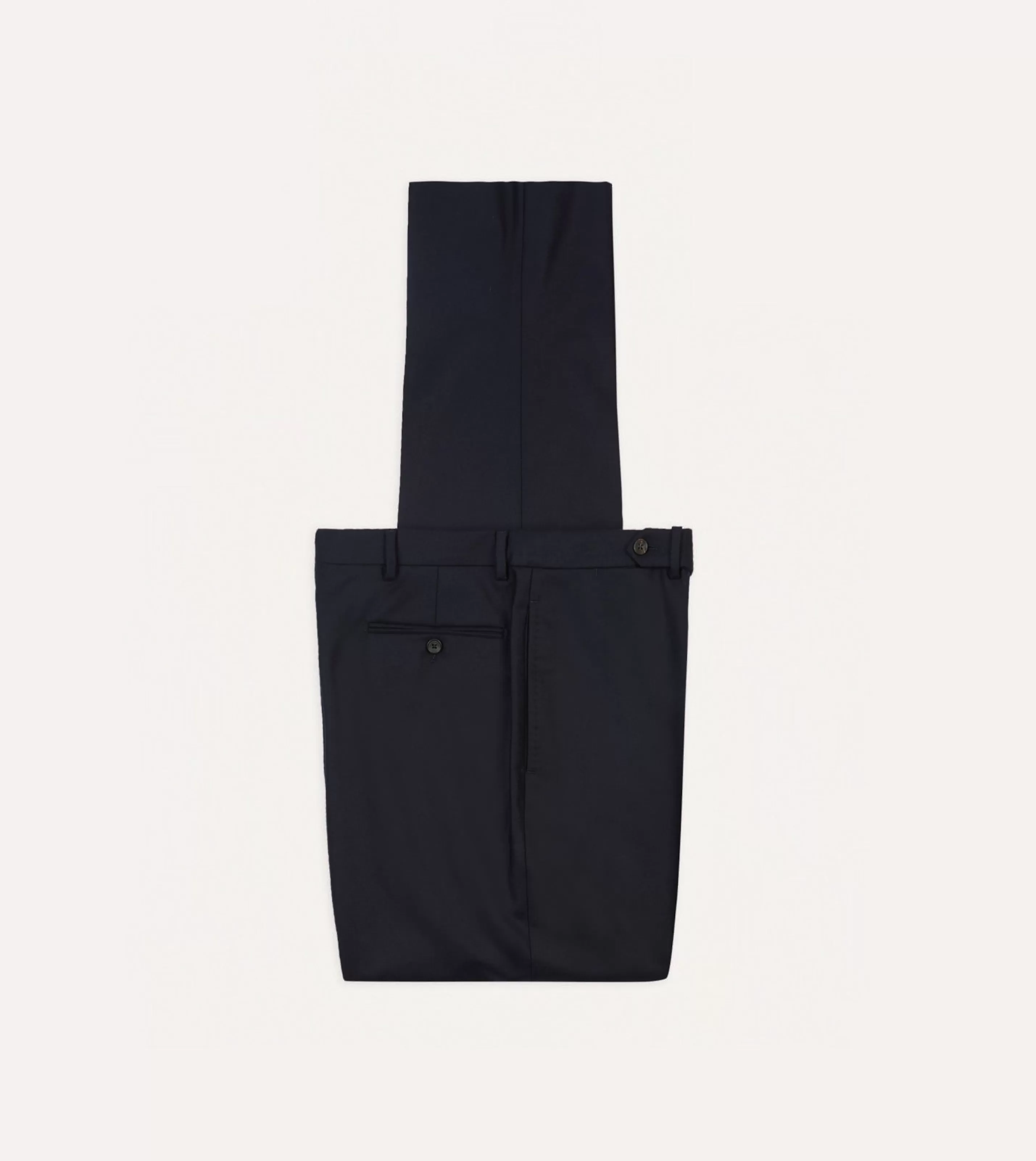 Drake’s Trousers | Trousers | Wool Flannel Flat Front Trousers Navy