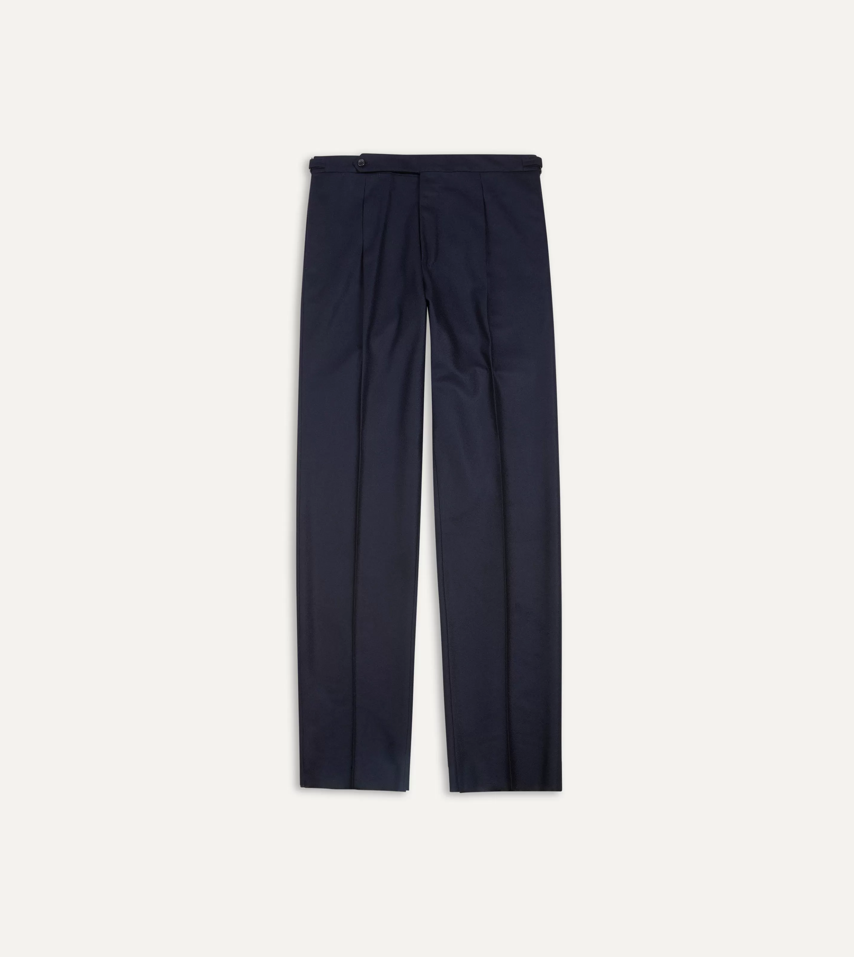 Drake’s Trousers | Trousers | Wool Flannel Single Pleat Trouser Navy