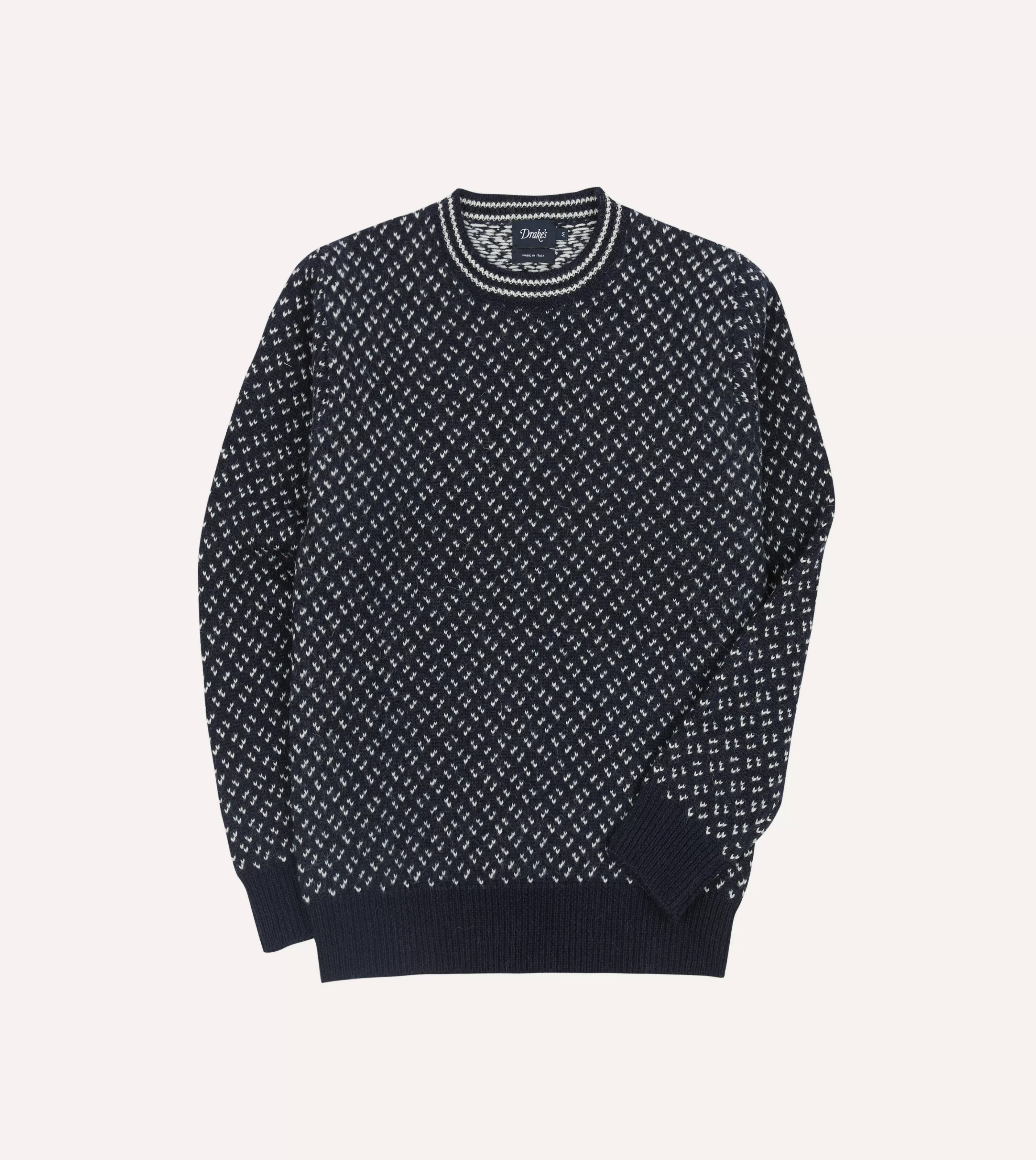 Drake’s Knitwear | Norwegian Birdseye Wool Alpaca Crew Neck Jumper