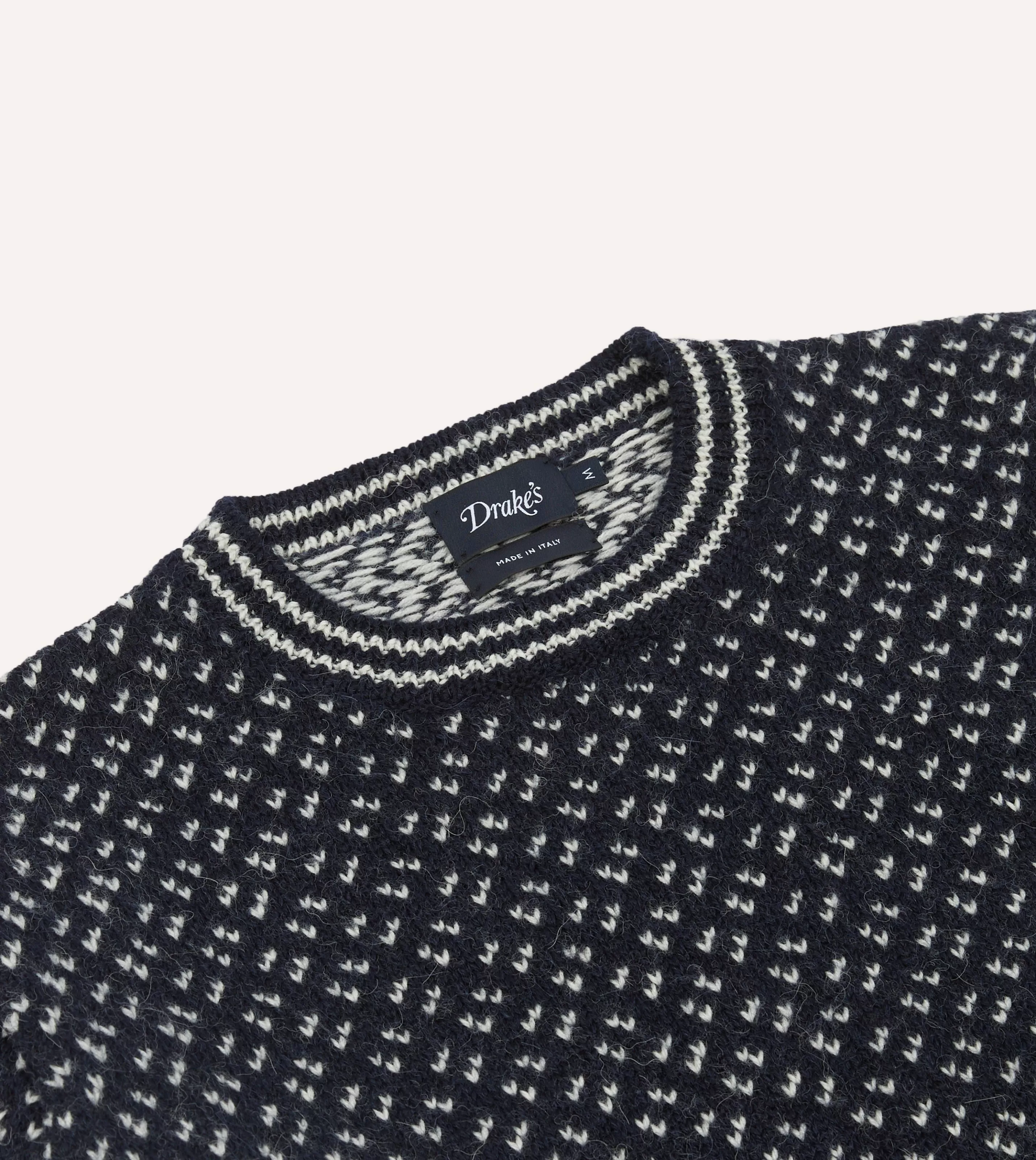 Drake’s Knitwear | Norwegian Birdseye Wool Alpaca Crew Neck Jumper