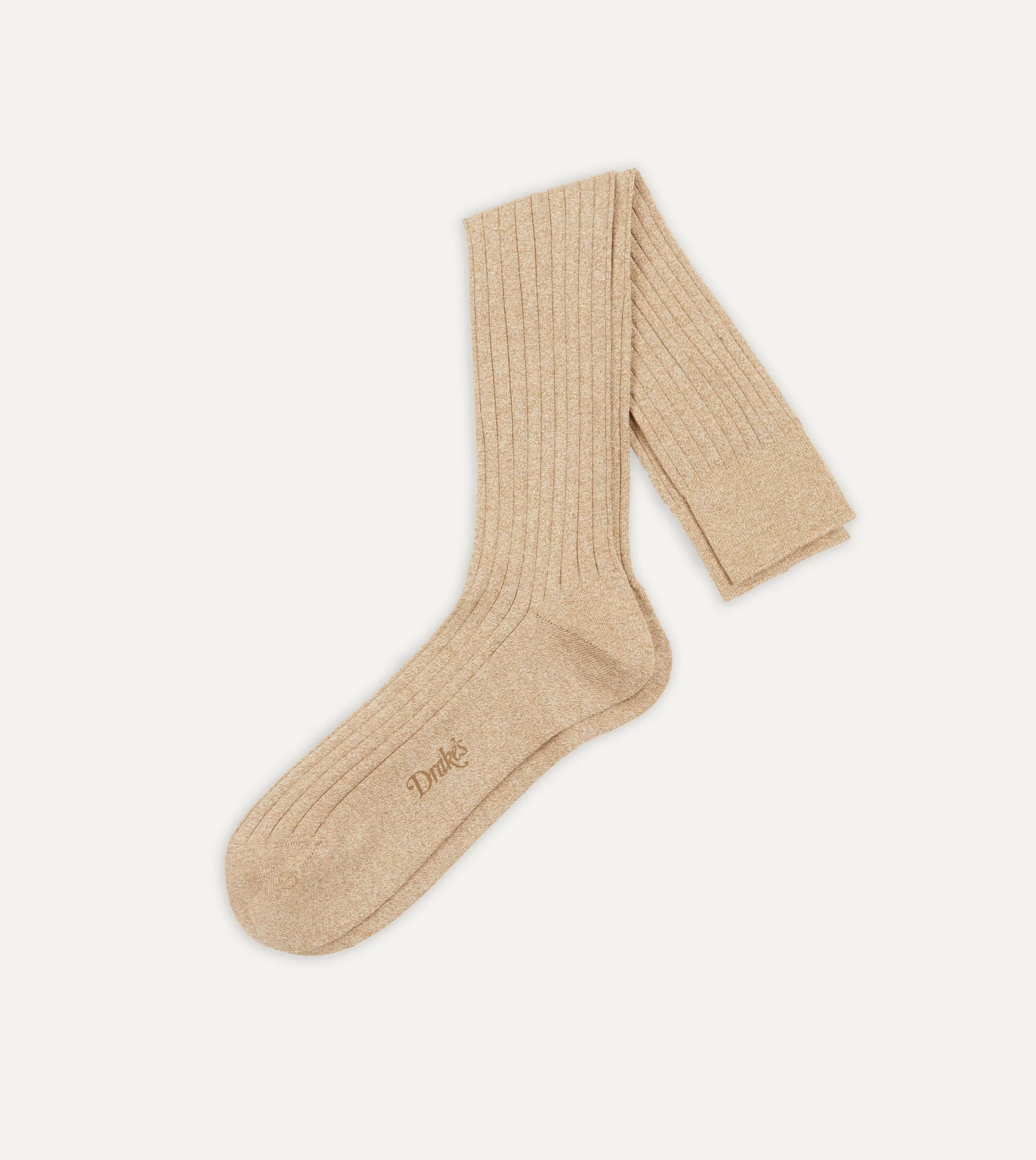 Drake’s Socks | Cotton Over-the-Calf Socks Oatmeal