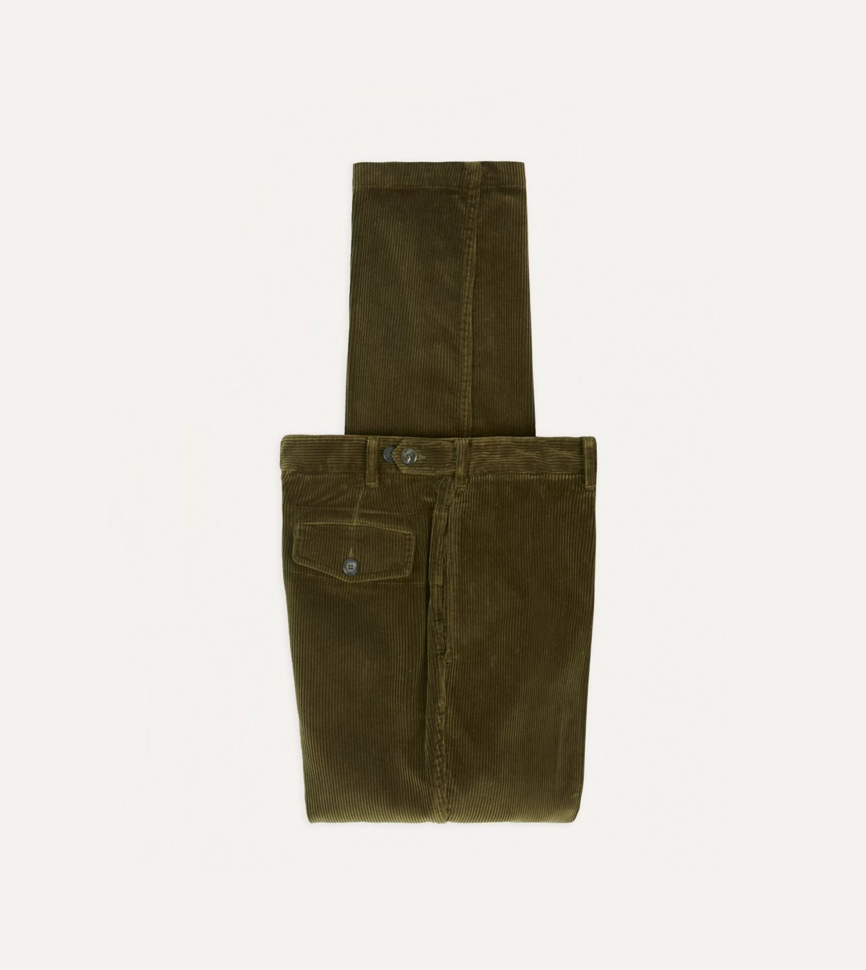 Drake’s Trousers | Trousers | Cotton Corduroy Games Trousers Olive