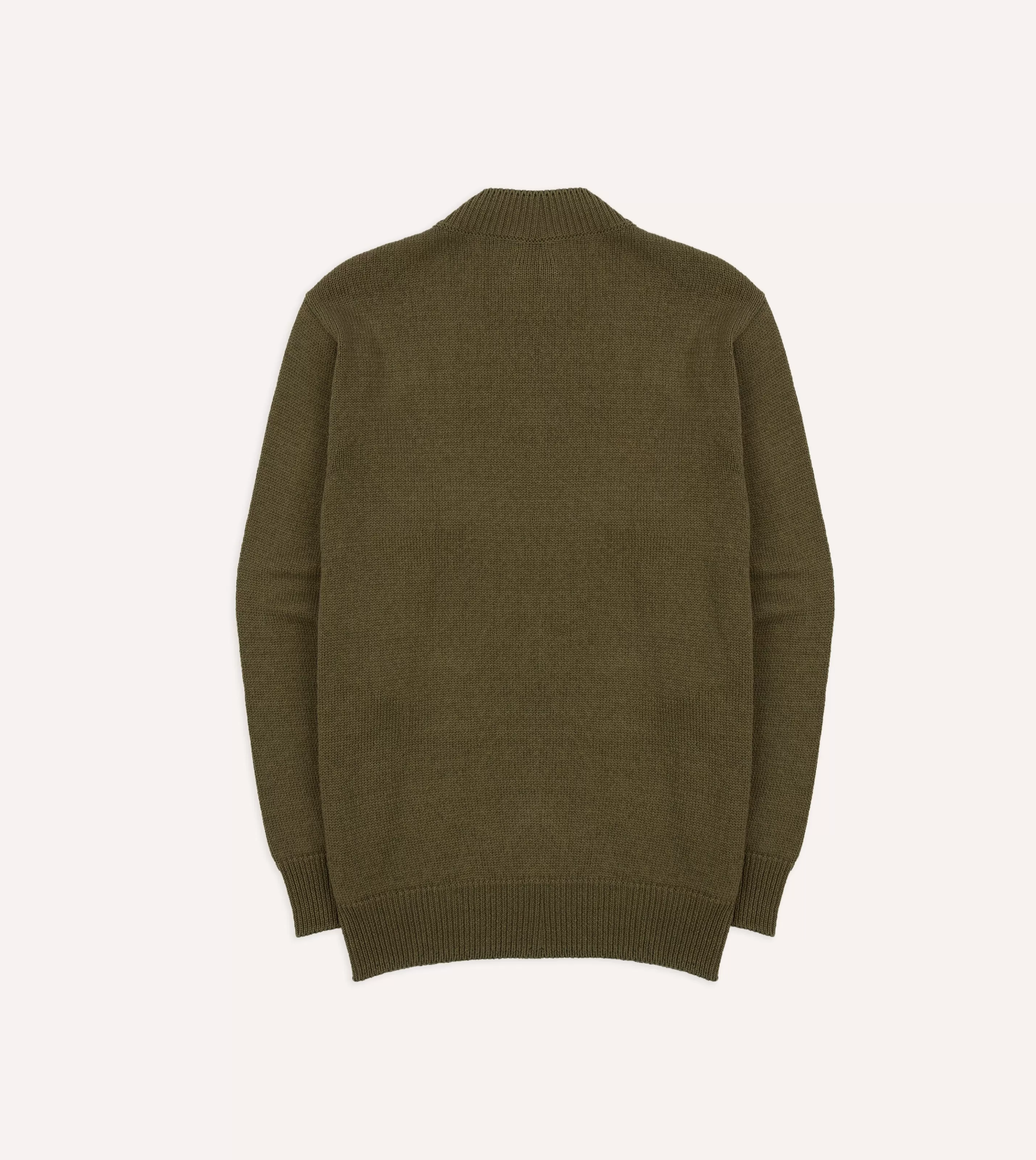 Drake’s Knitwear | Cotton Mock Neck Jumper Olive