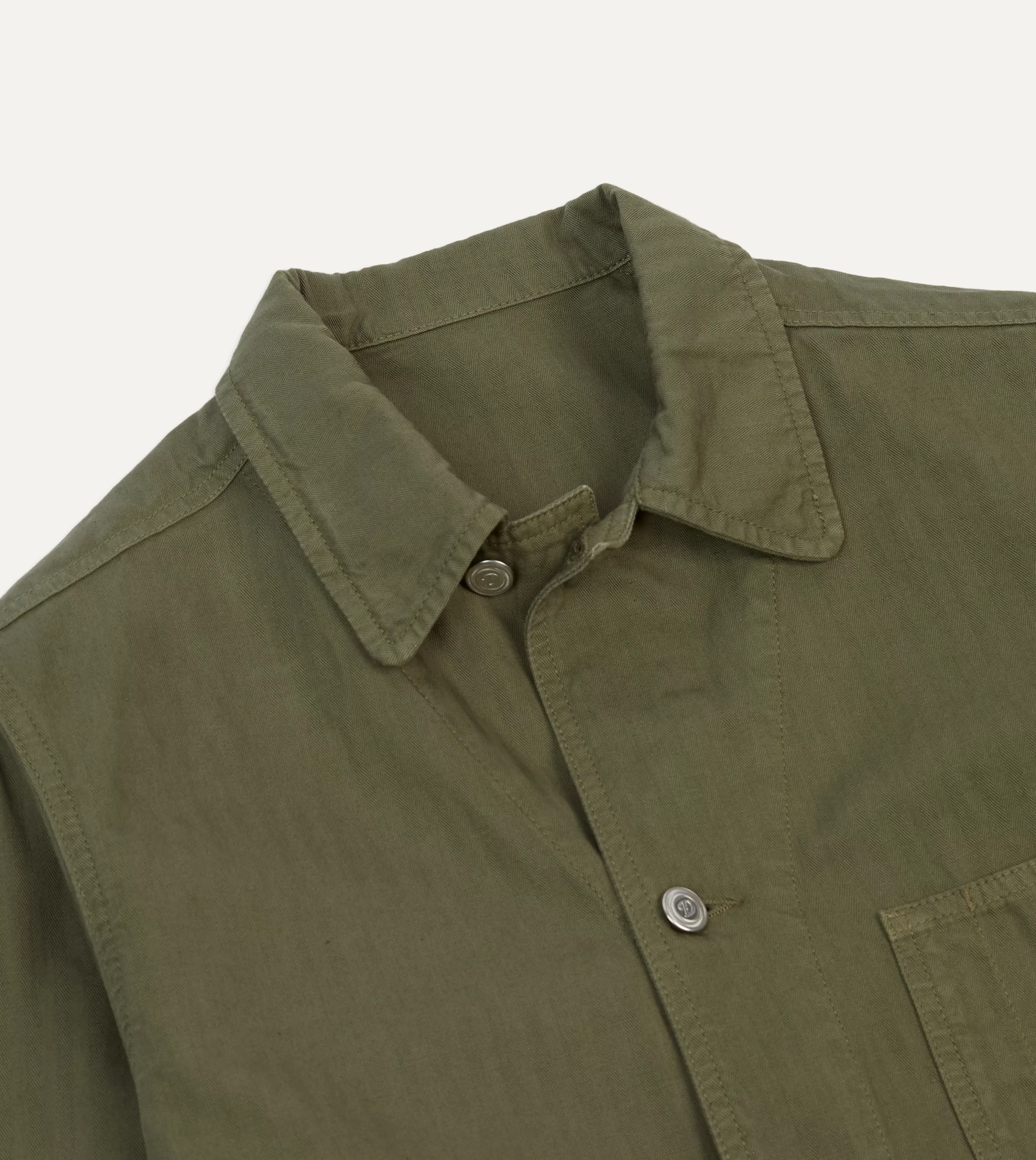 Drake’s Coats & Jackets | Cotton-Linen Herringbone Fatigue Jacket Olive