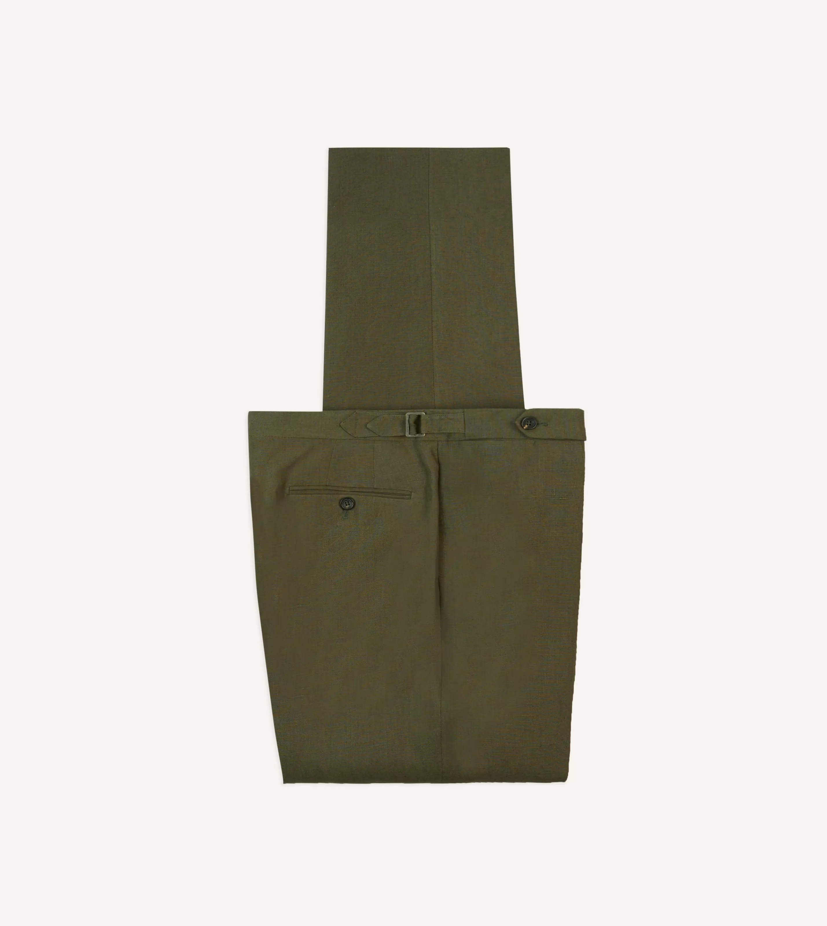 Drake’s Trousers | Irish Linen Single Pleat Trouser Olive