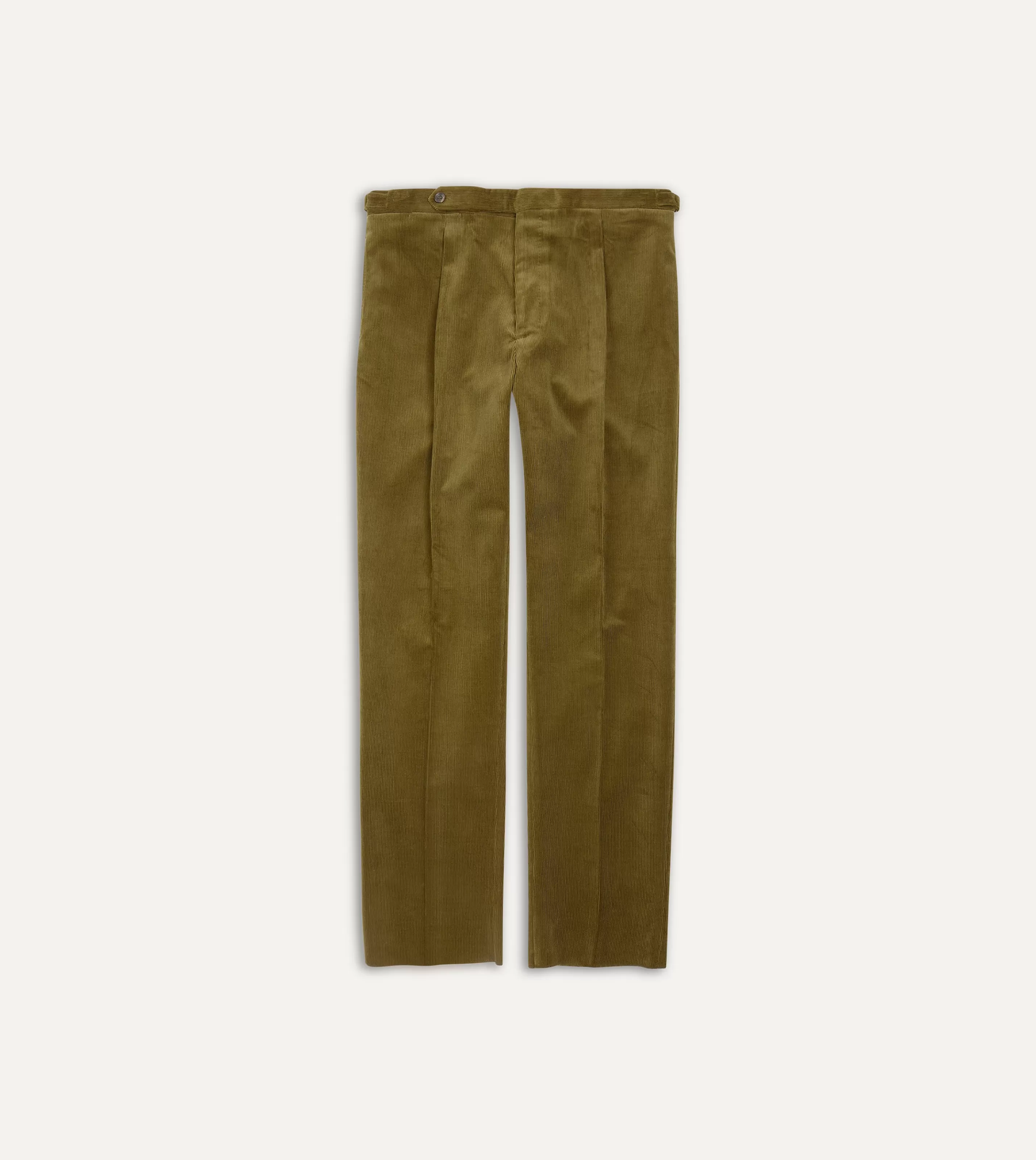 Drake’s Trousers | Trousers | Mid-Wale Corduroy Single Pleat Trouser Olive