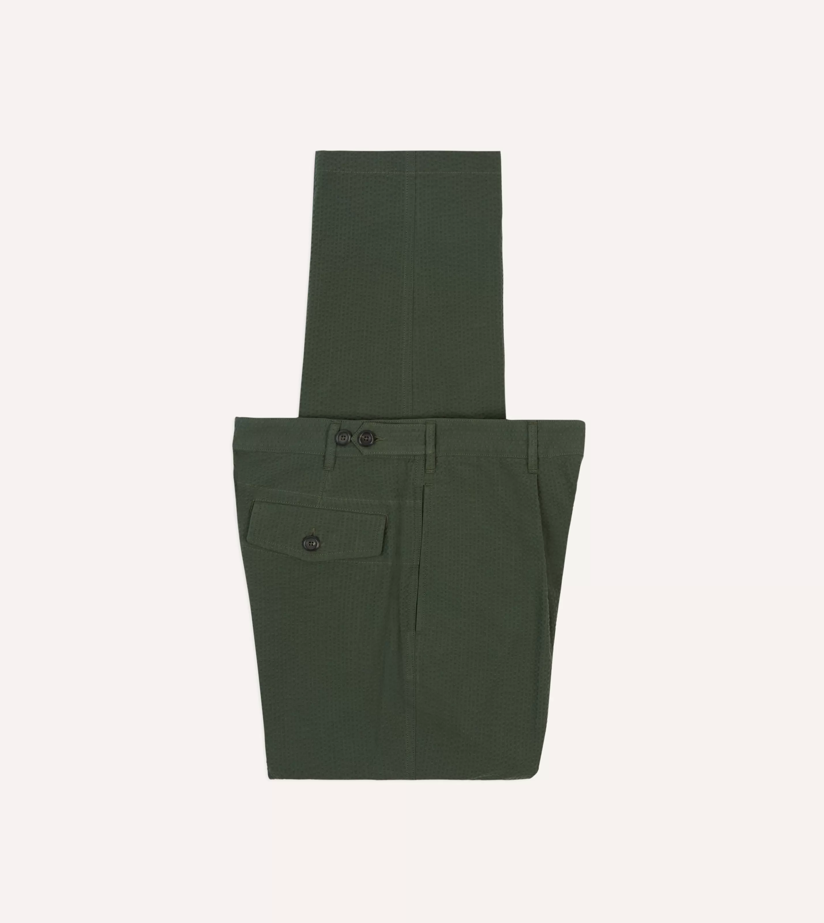 Drake’s Trousers | Trousers | Seersucker Games Trousers Olive