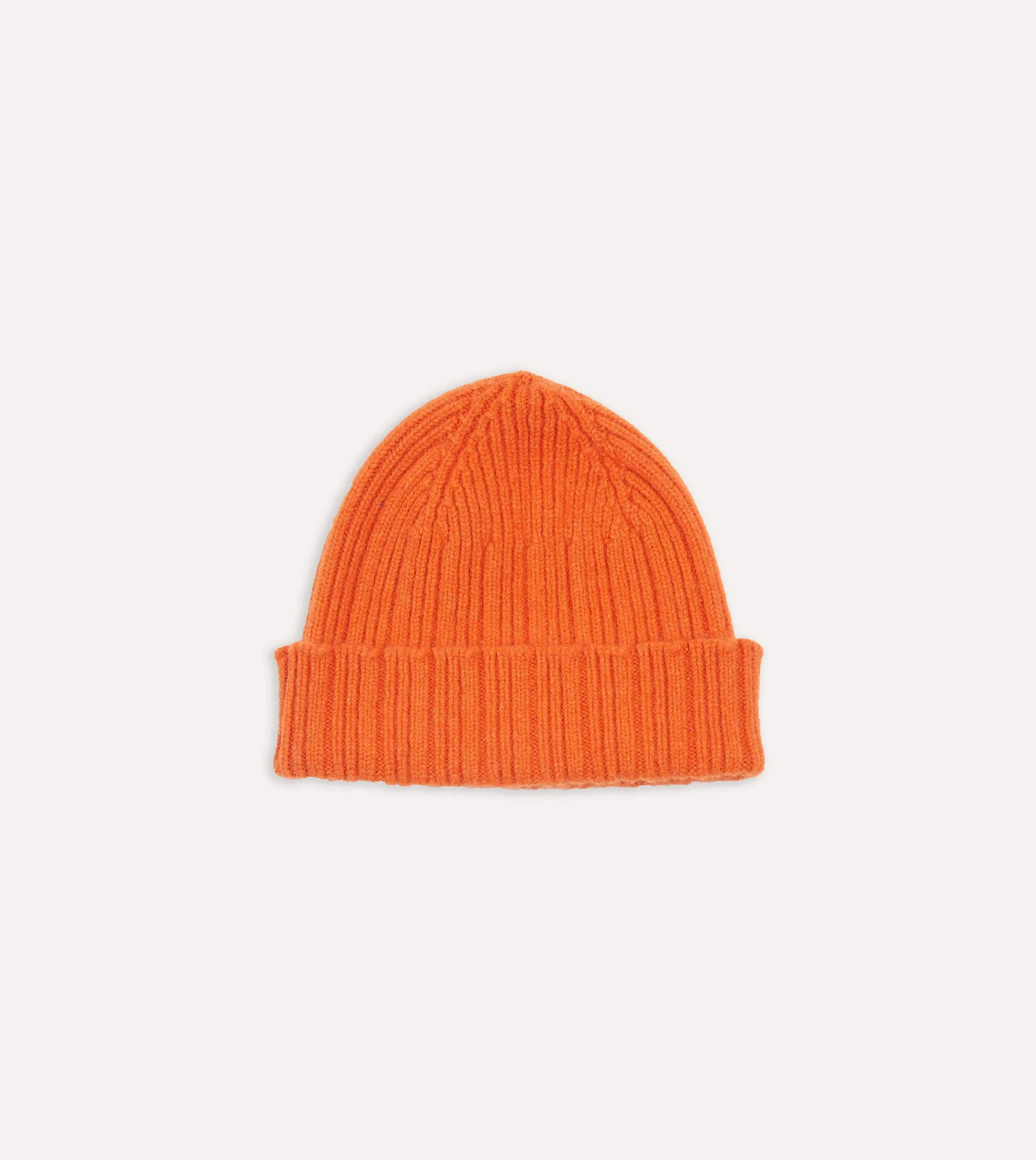 Drake’s Hats | Hats | Angora Lambswool Ribbed Knit Cap Orange