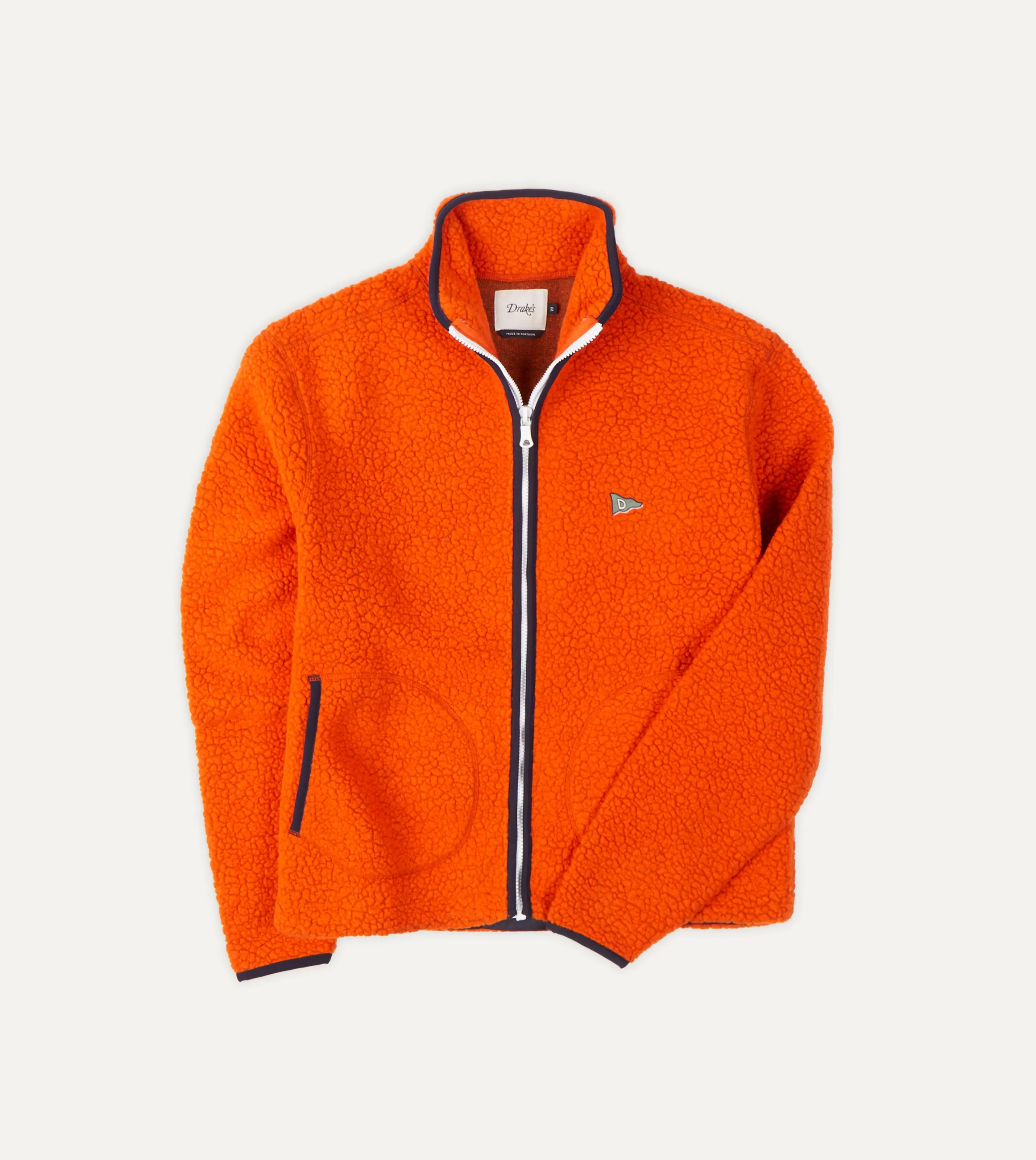 Drake’s Fleeces | Fleeces | Boucle Wool Zip Fleece Jacket Orange