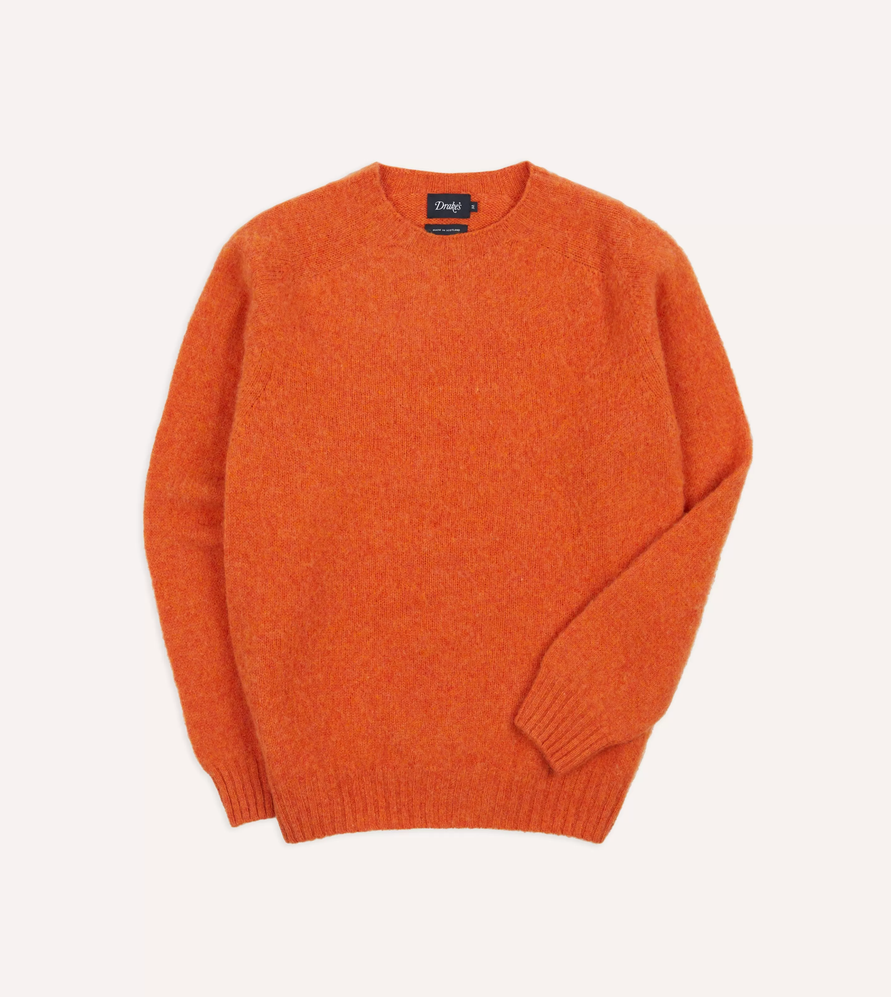 Drake’s Knitwear | Brushed Shetland Crew Neck Jumper Orange