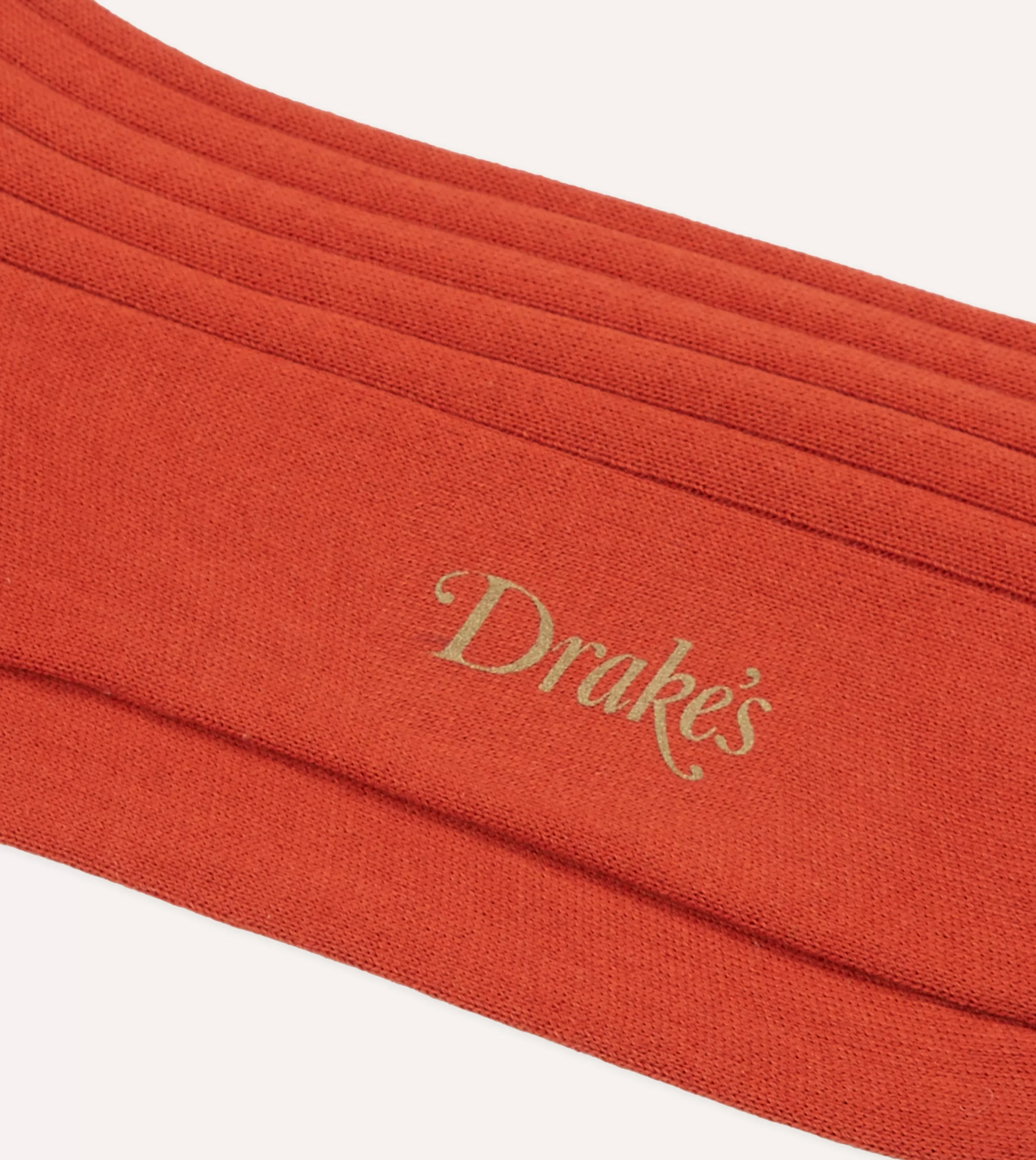 Drake’s Socks | Socks | Cotton Mid-Calf Socks Orange