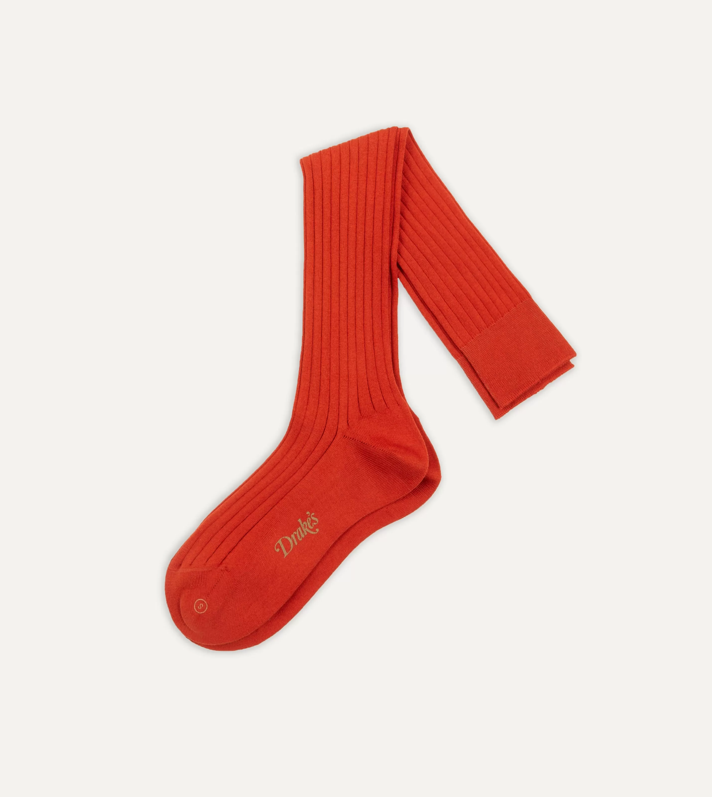 Drake’s Socks | Cotton Over-the-Calf Socks Orange