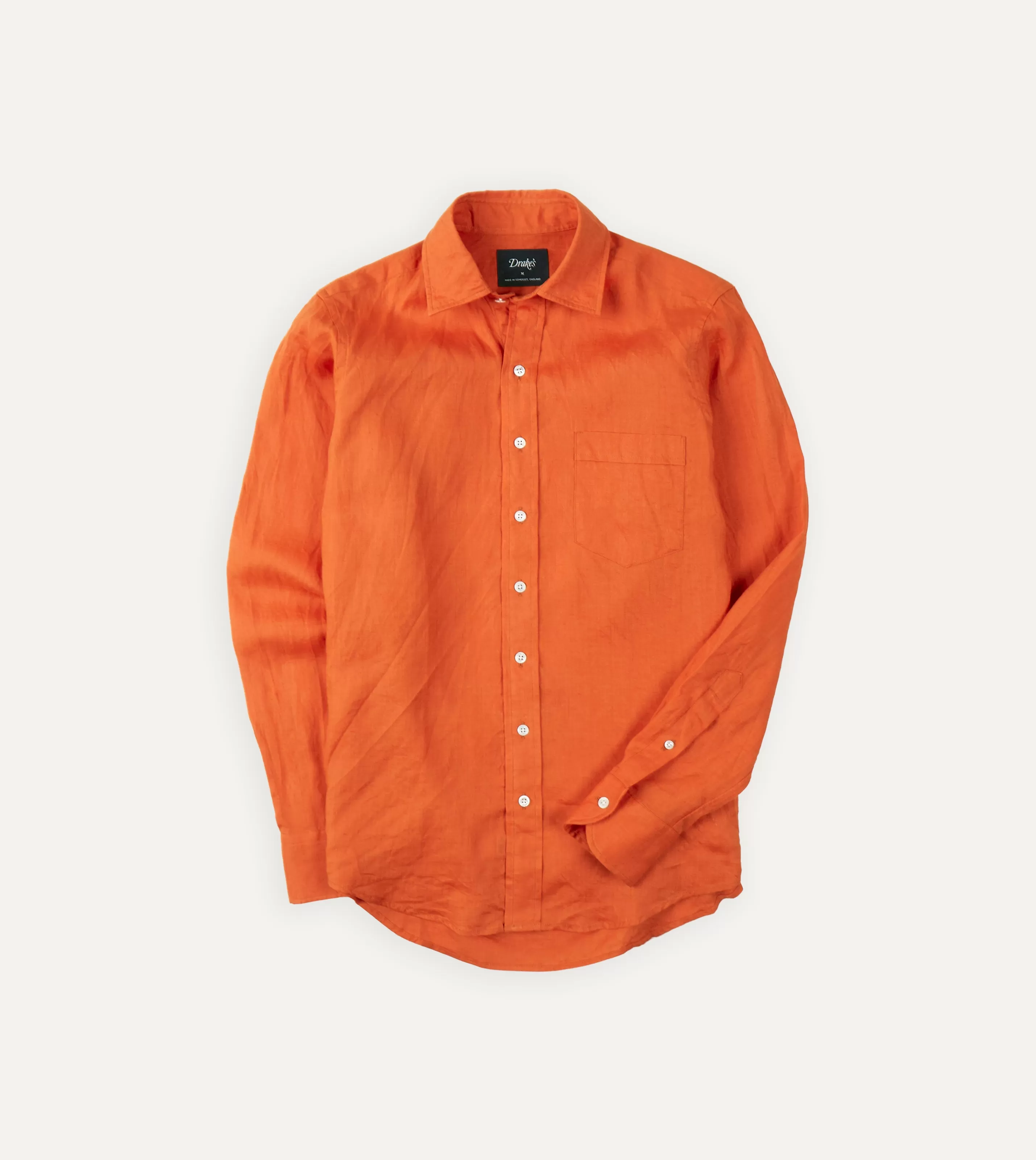 Drake’s Shirts | Linen Spread Collar Shirt Orange