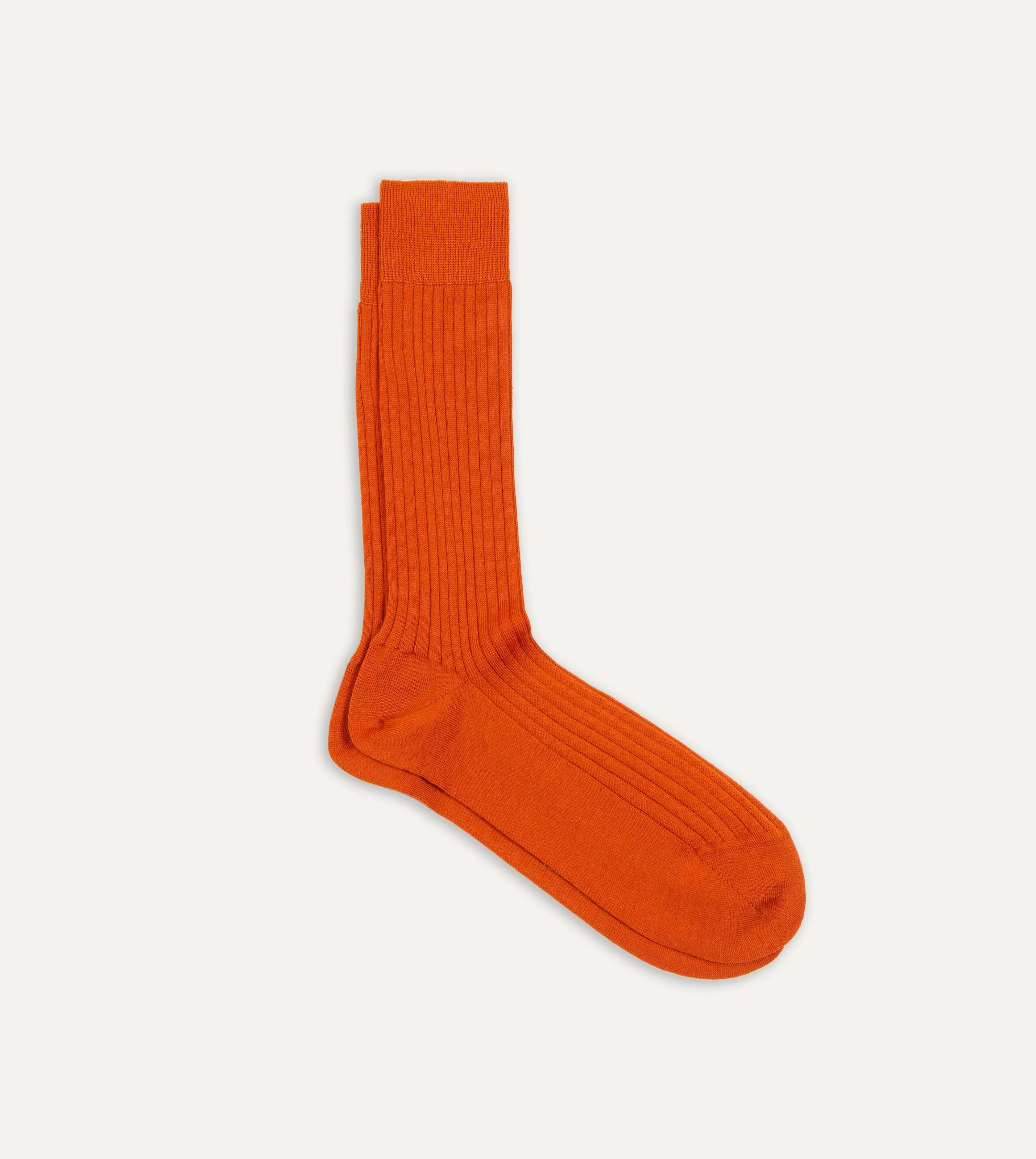 Drake’s Socks | Socks | Wool Mid-Calf Socks Orange