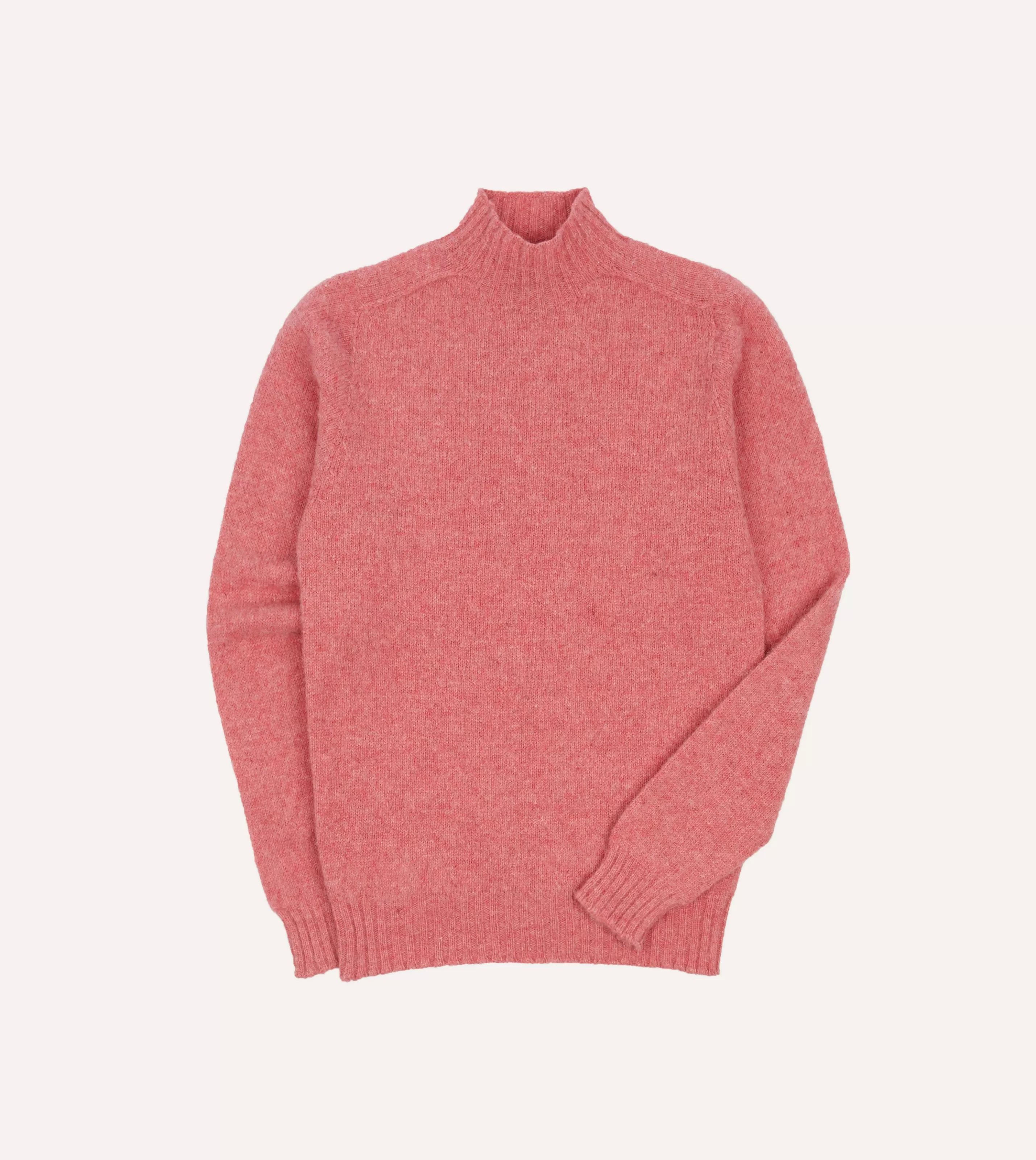 Drake’s Knitwear | Brushed Shetland Mock Neck Jumper Pink