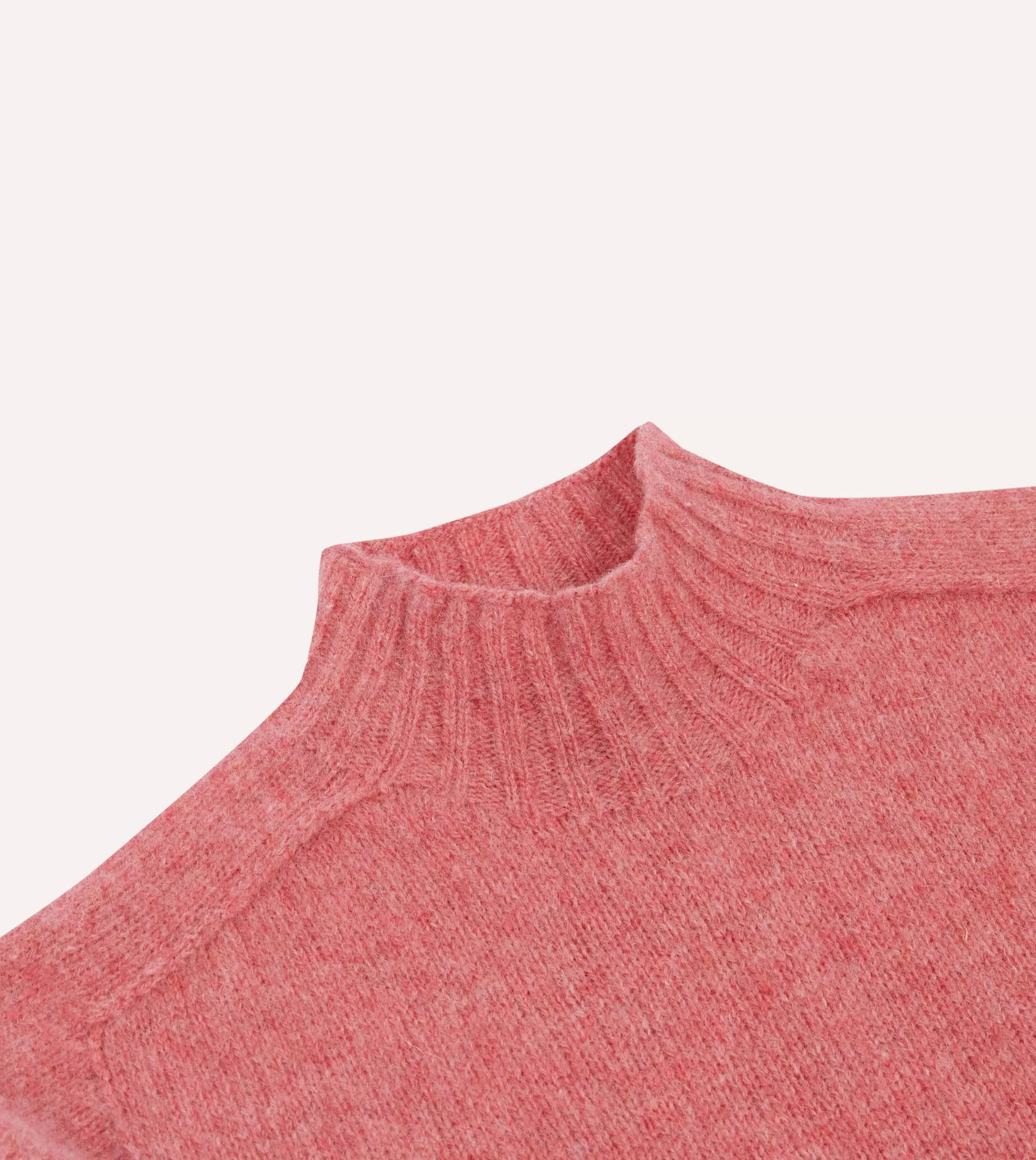 Drake’s Knitwear | Brushed Shetland Mock Neck Jumper Pink