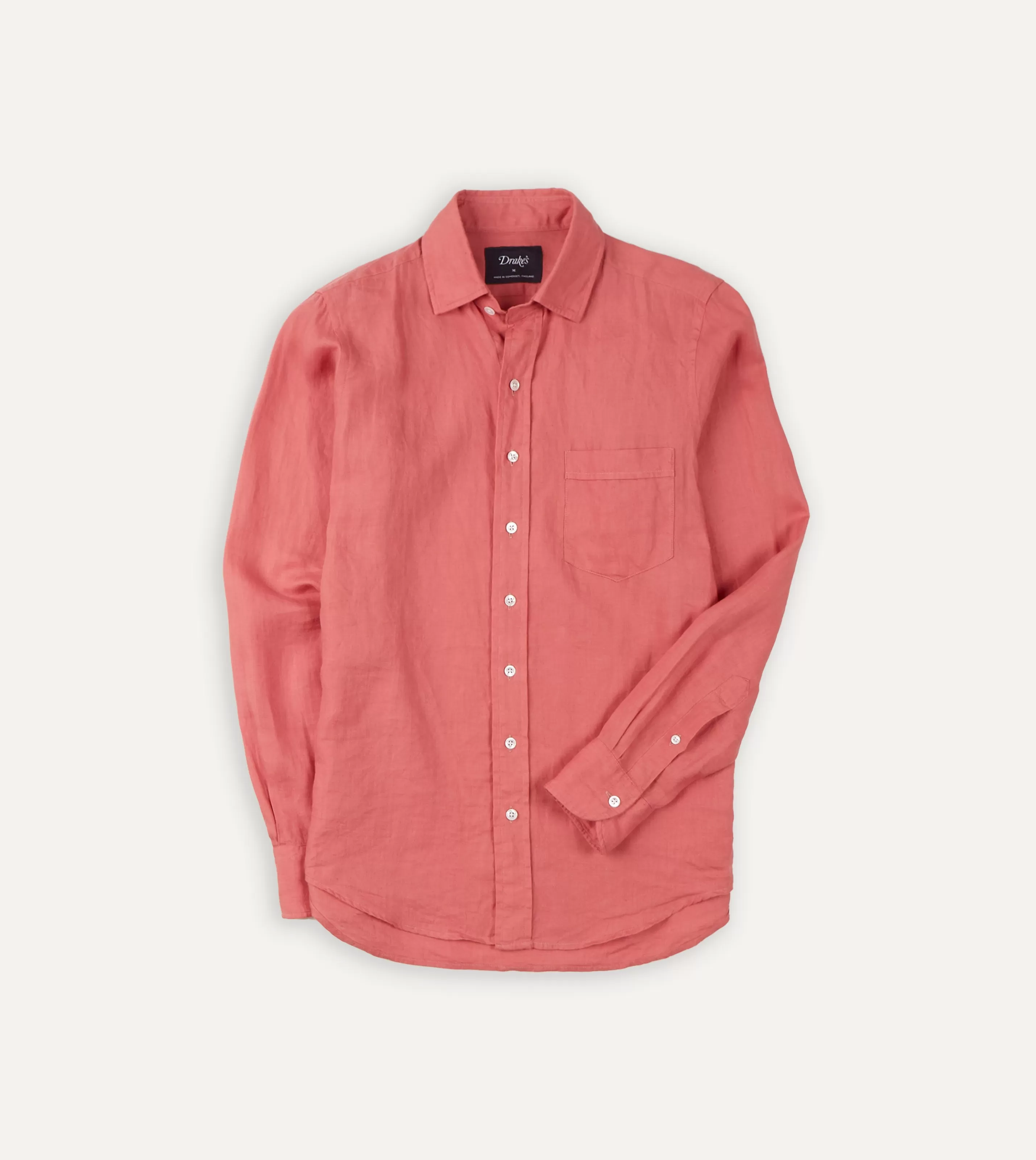 Drake’s Shirts | Linen Spread Collar Shirt Pink