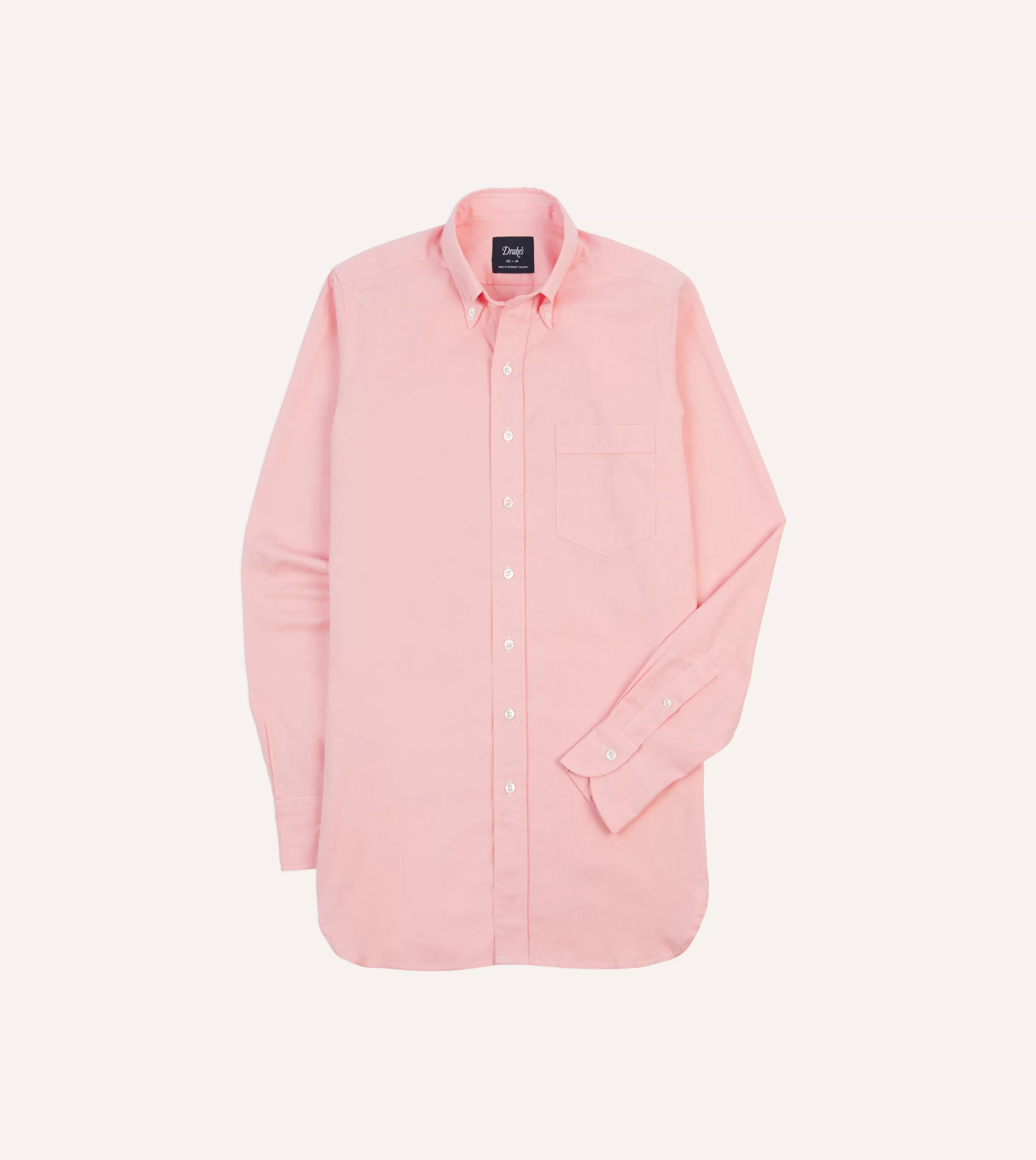 Drake’s Shirts | Formal Shirts | Pinpoint Oxford Cotton Cloth Button-Down Shirt Pink