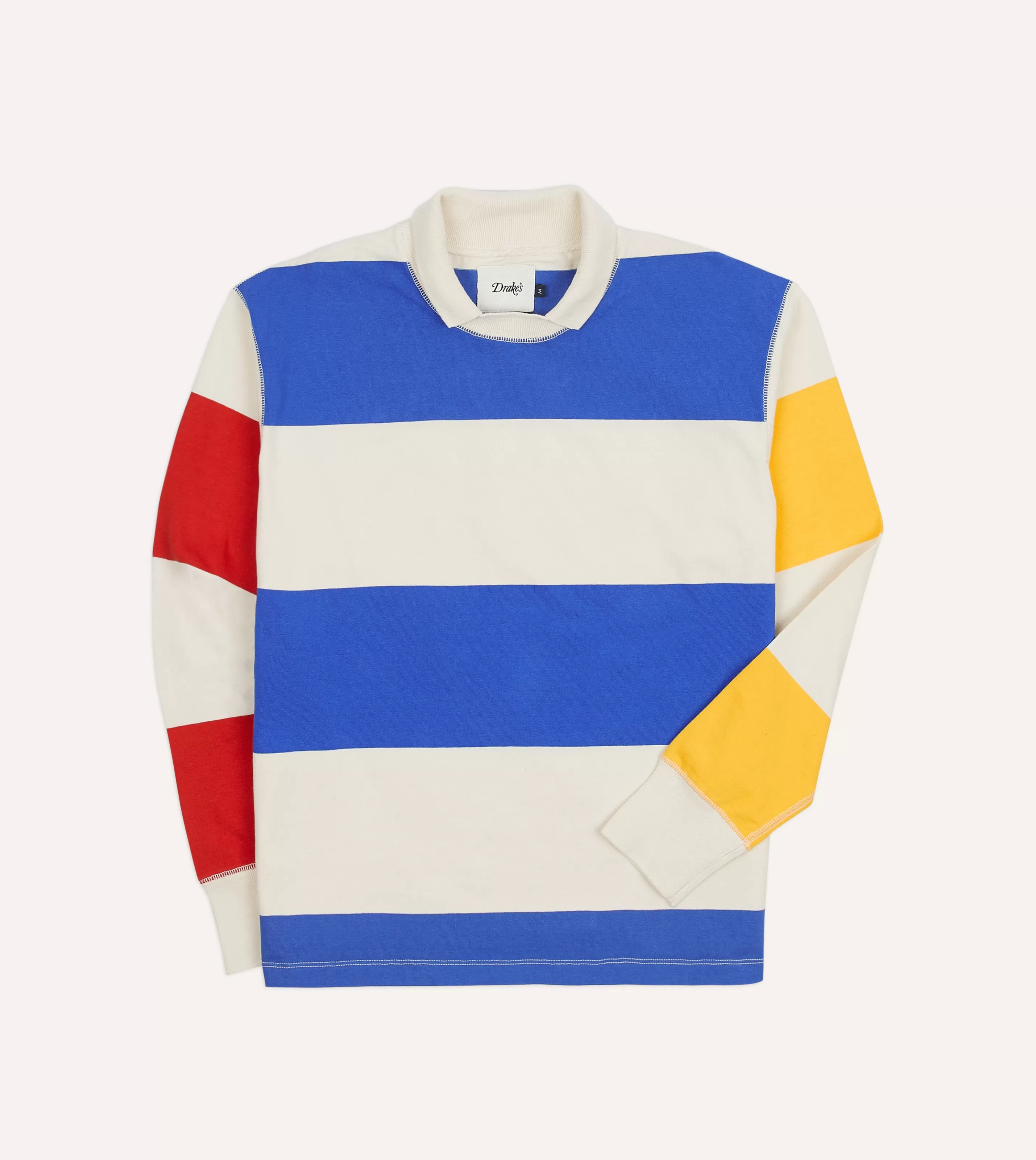 Drake’s Polos & Sweatshirts | Rugby Shirts | Primary Block Stripe Mock Collar Long-Sleeve Jersey