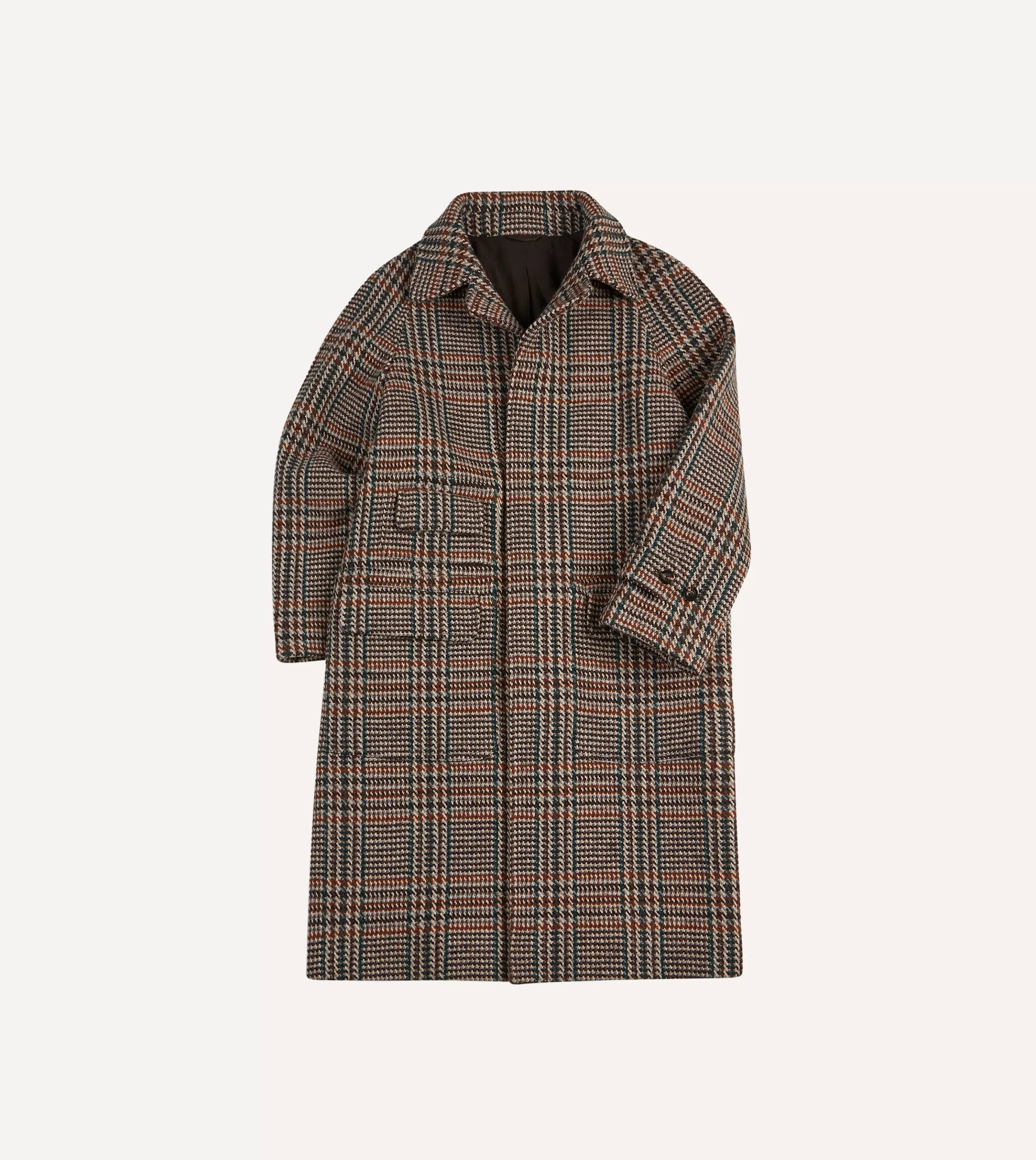 Drake’s Coats & Jackets | Prince Of Wales Check Wool Raglan Coat