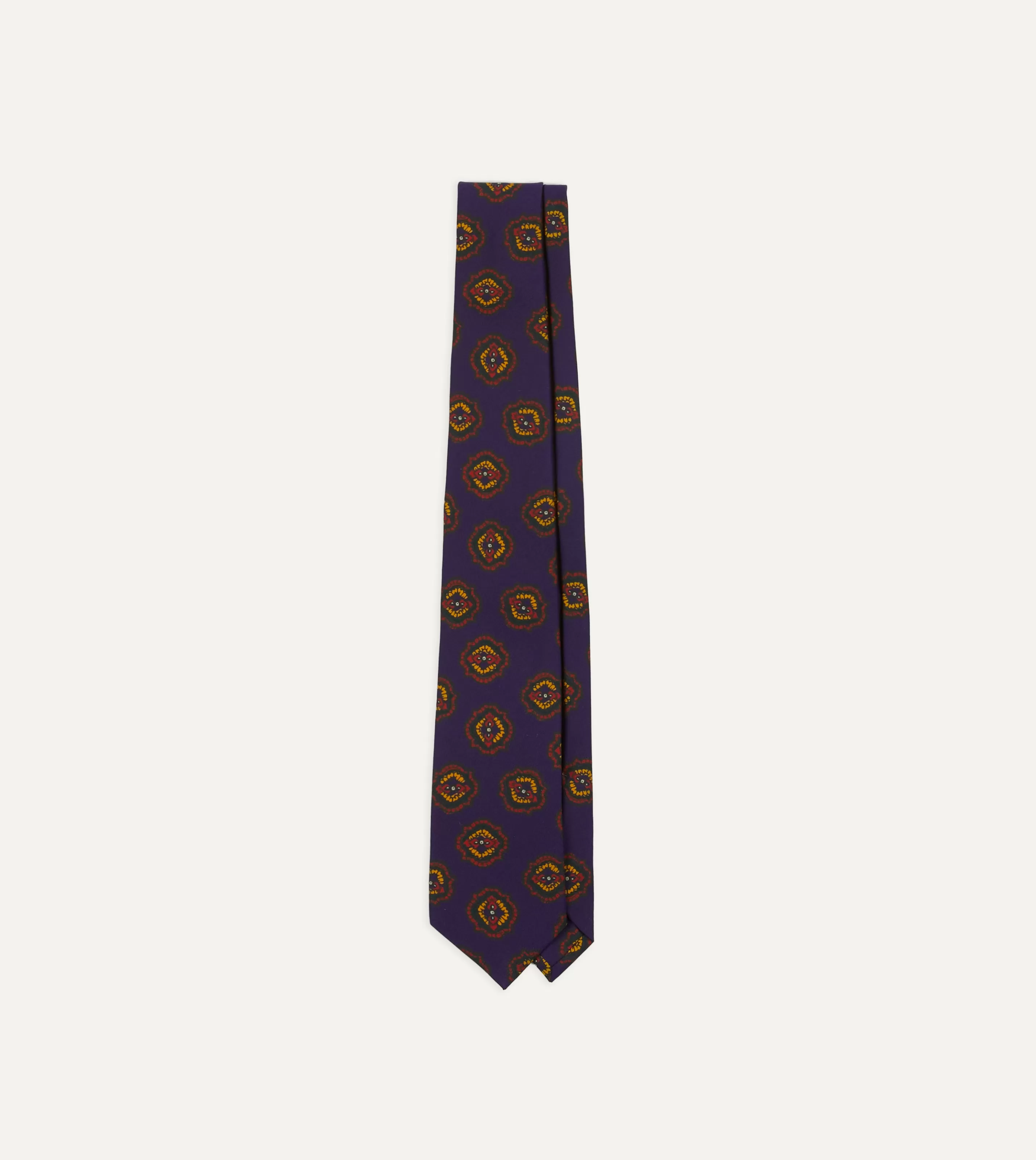 Drake’s Patterned Ties | Purple Baroque Paisley 36oz Madder Silk Self Tipped Tie