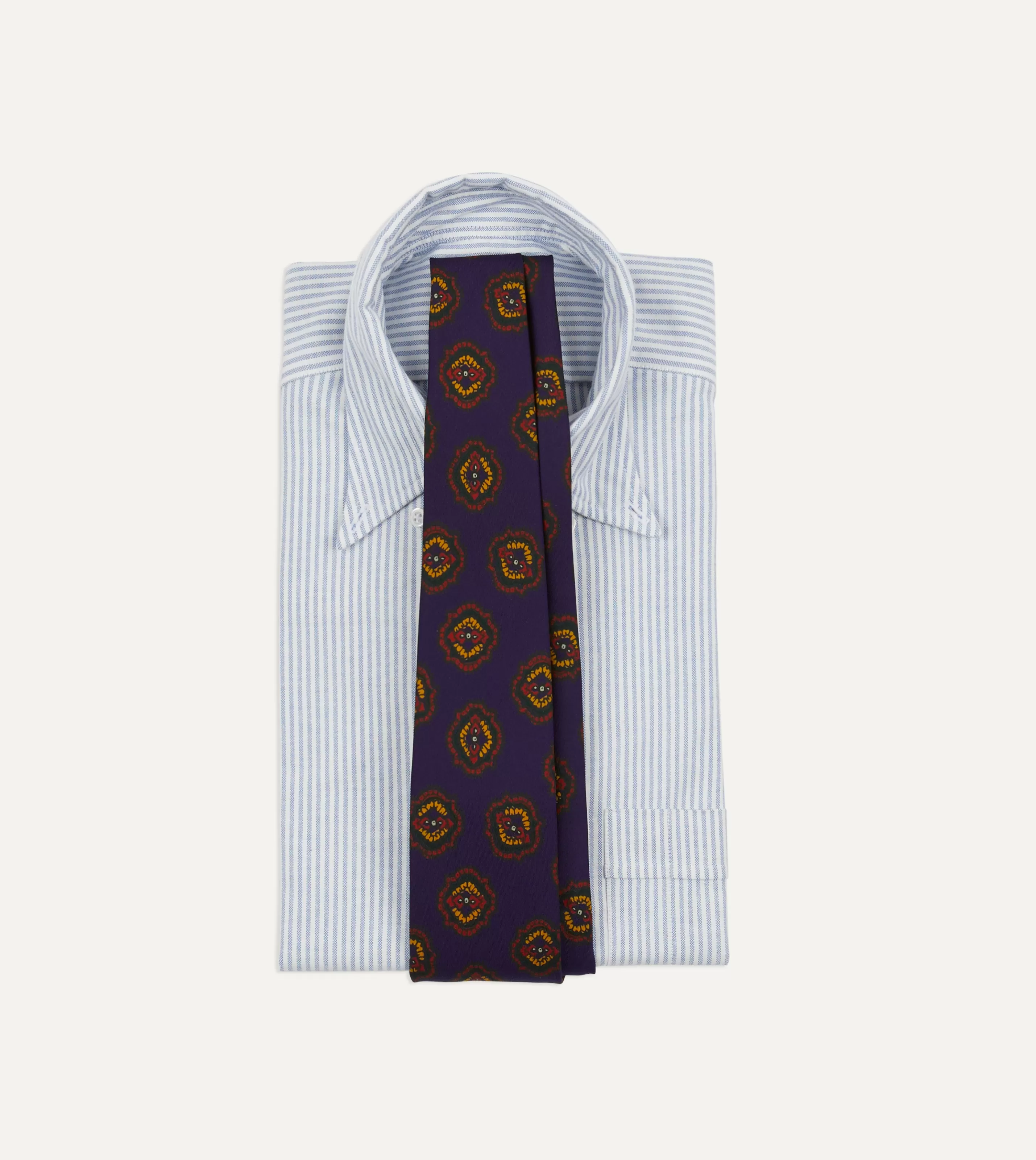 Drake’s Patterned Ties | Purple Baroque Paisley 36oz Madder Silk Self Tipped Tie