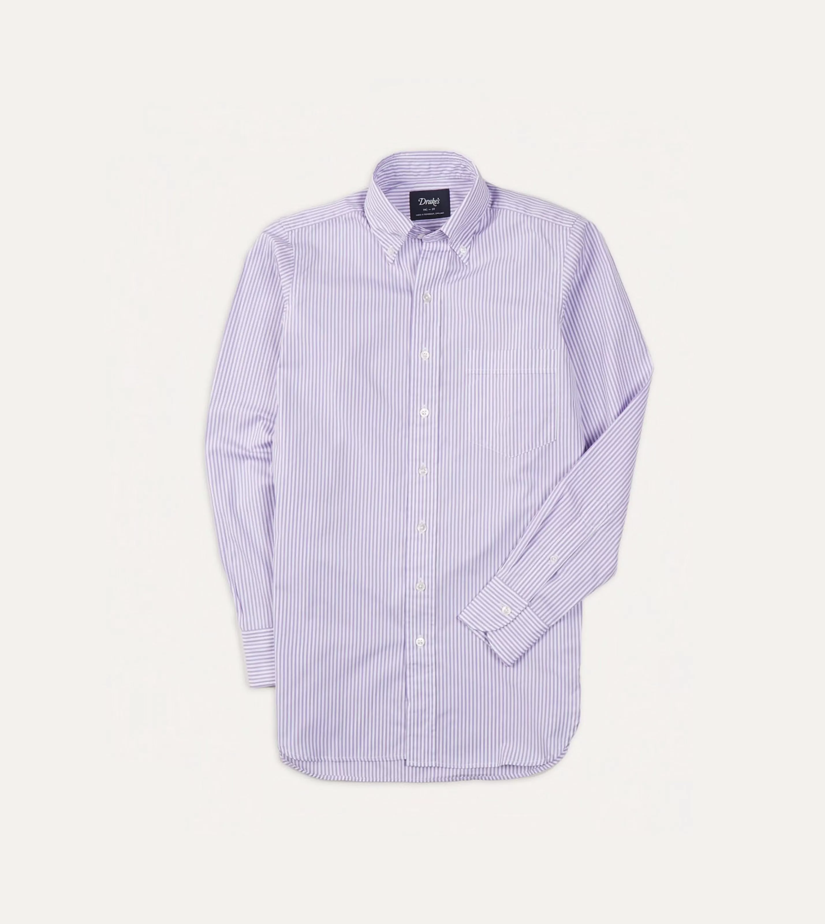 Drake’s Shirts | Formal Shirts | Bengal Stripe Cotton Poplin Button-Down Shirt Purple