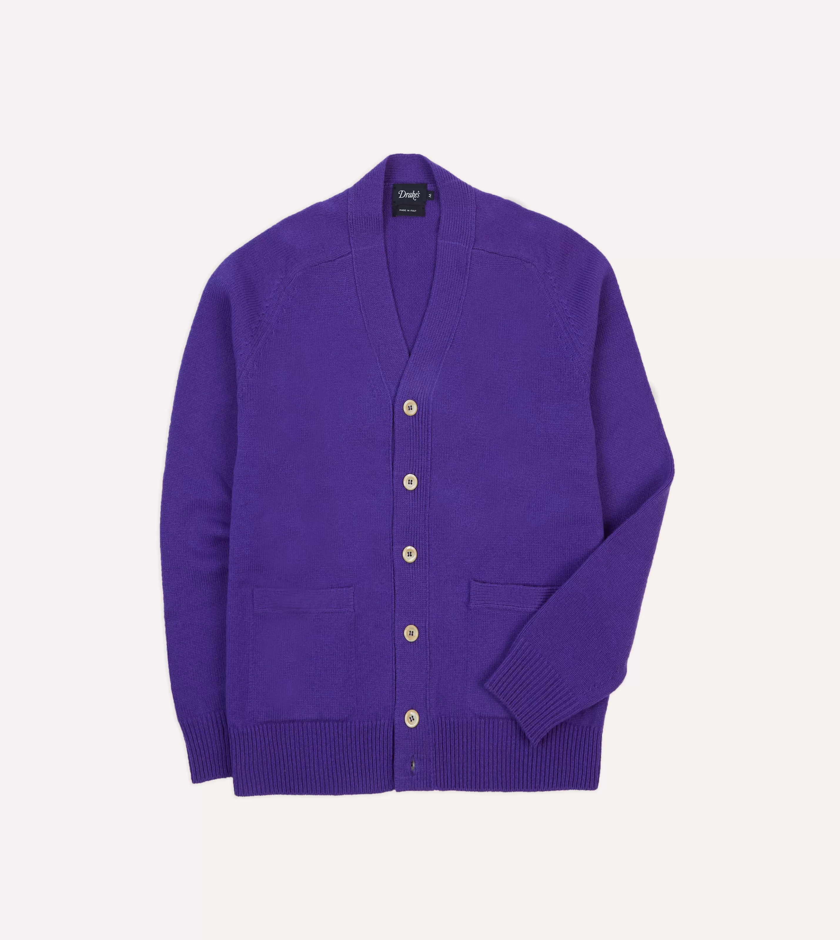 Drake’s Knitwear | Lambswool 6 Button Cardigan Purple