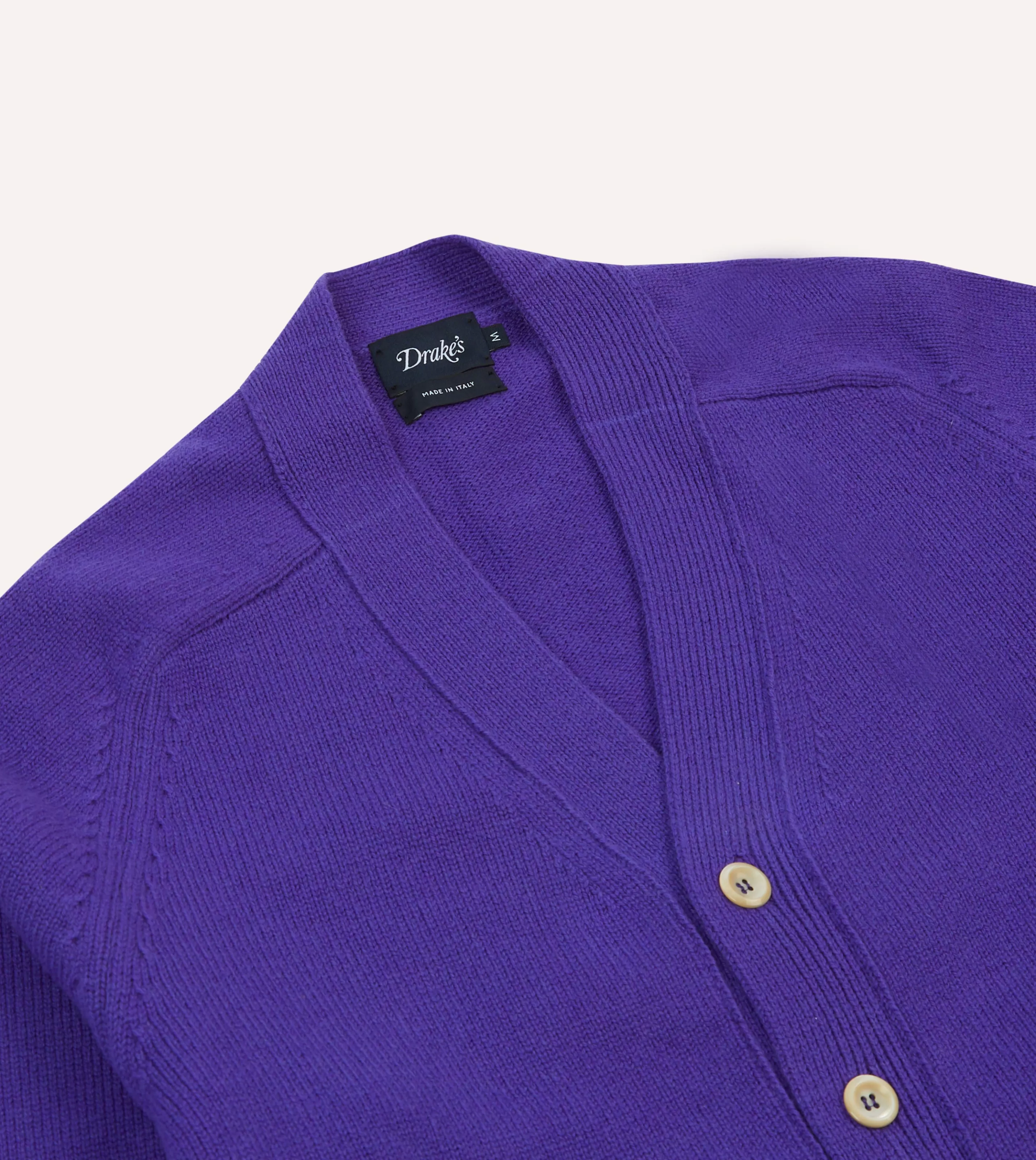 Drake’s Knitwear | Lambswool 6 Button Cardigan Purple