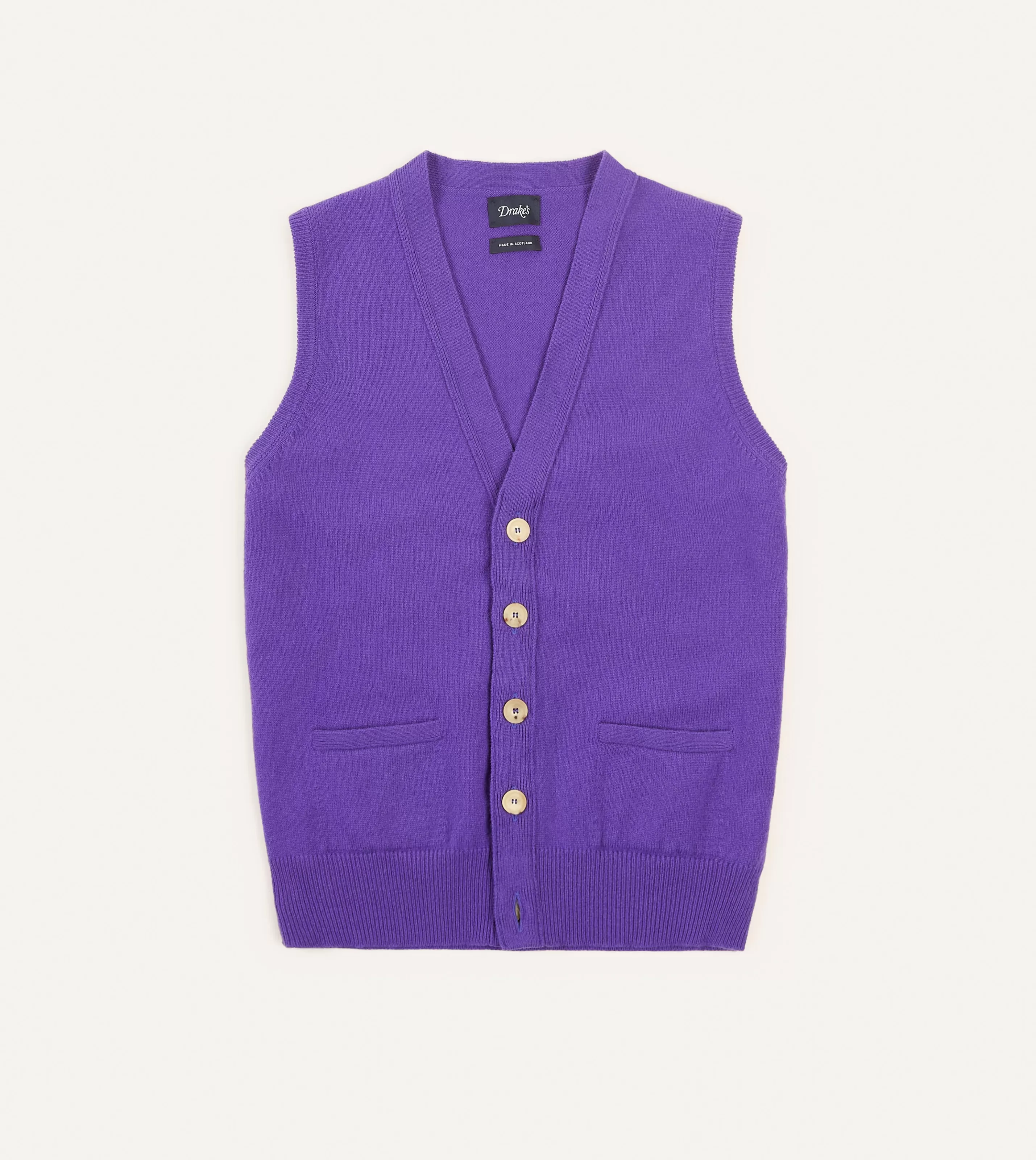 Drake’s Knitwear | Knitwear | Lambswool Sleeveless Cardigan Purple