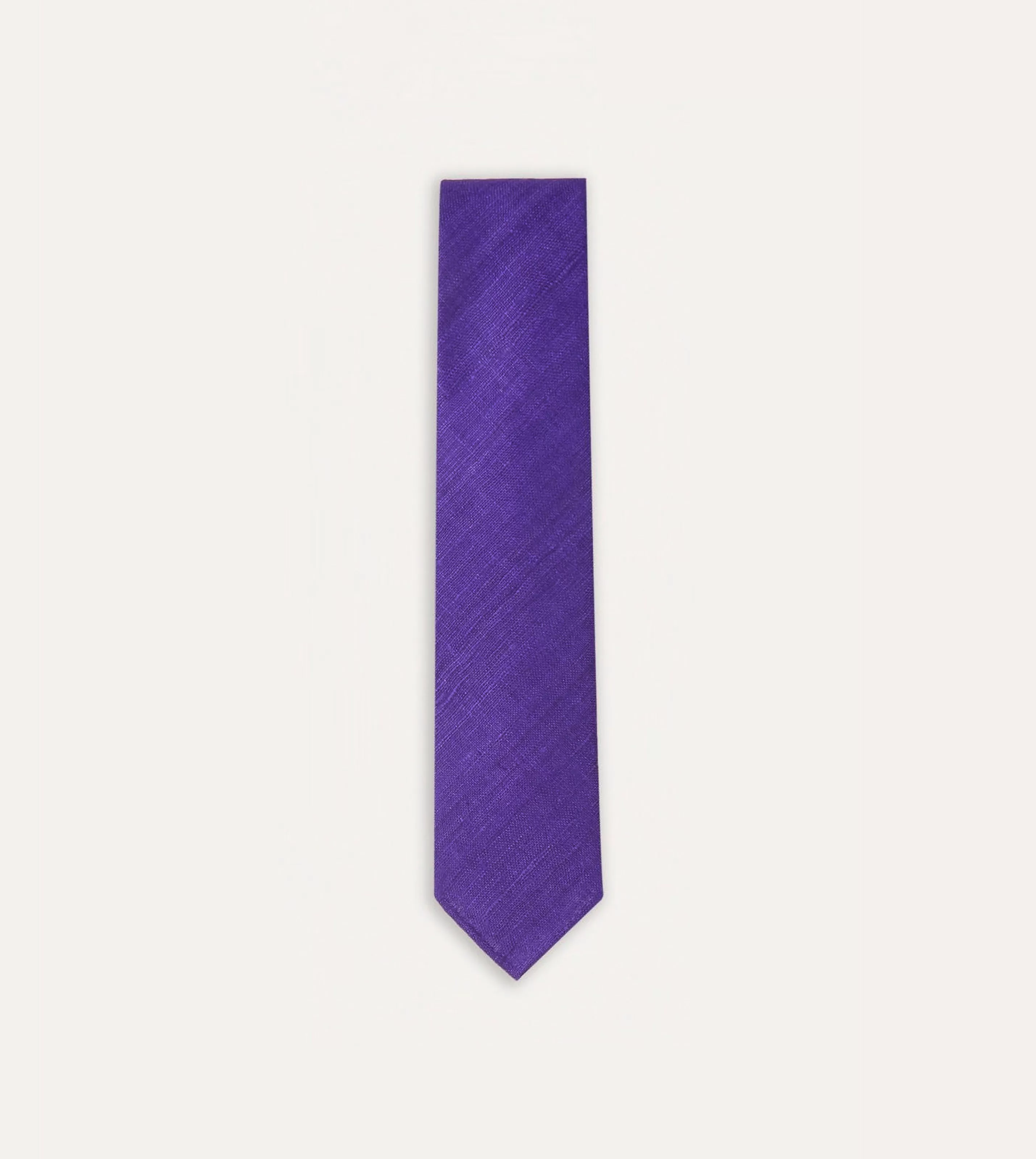 Drake’s Plain Ties | Purple Tussah Hand Rolled Silk Tie