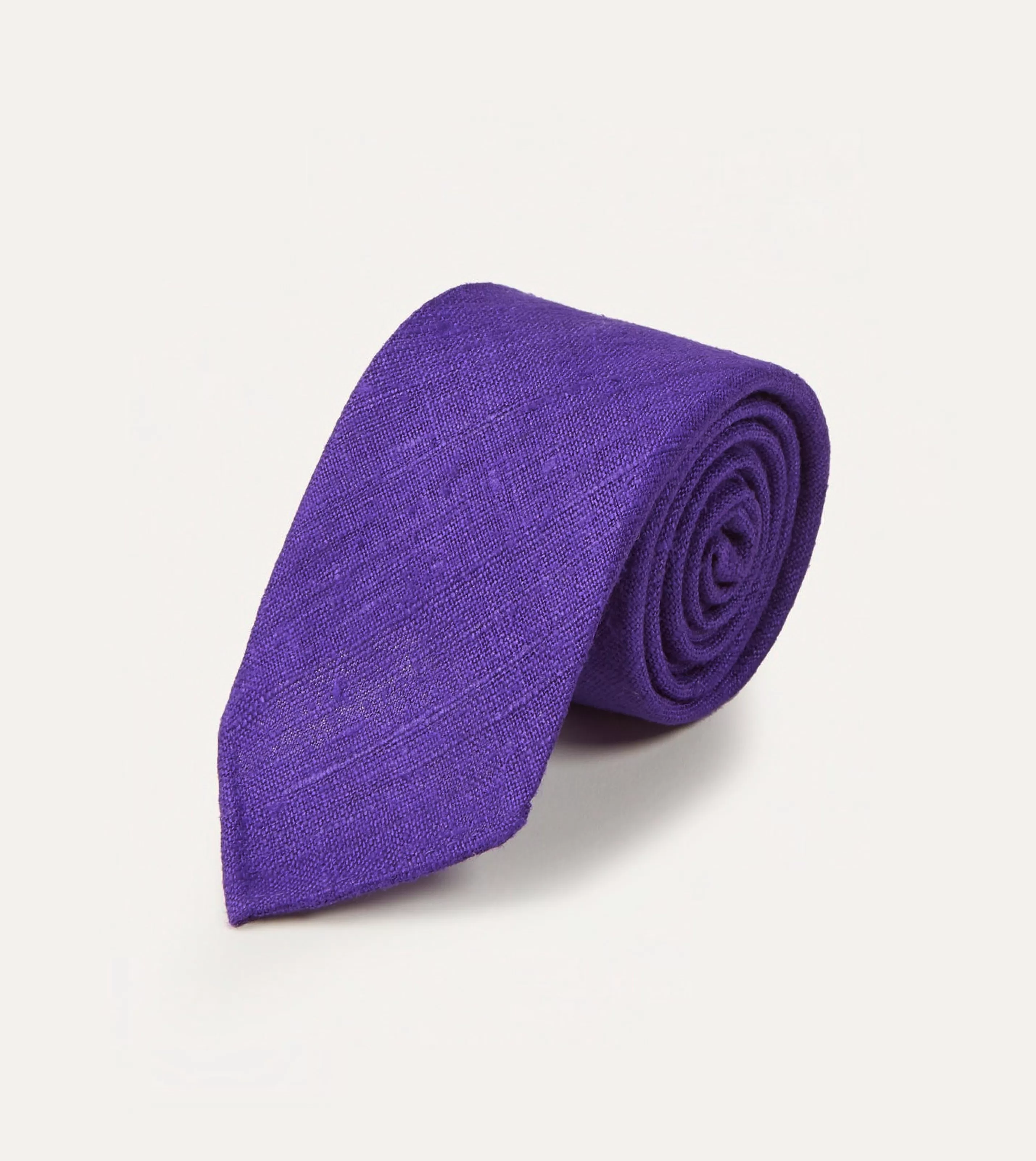 Drake’s Plain Ties | Purple Tussah Hand Rolled Silk Tie