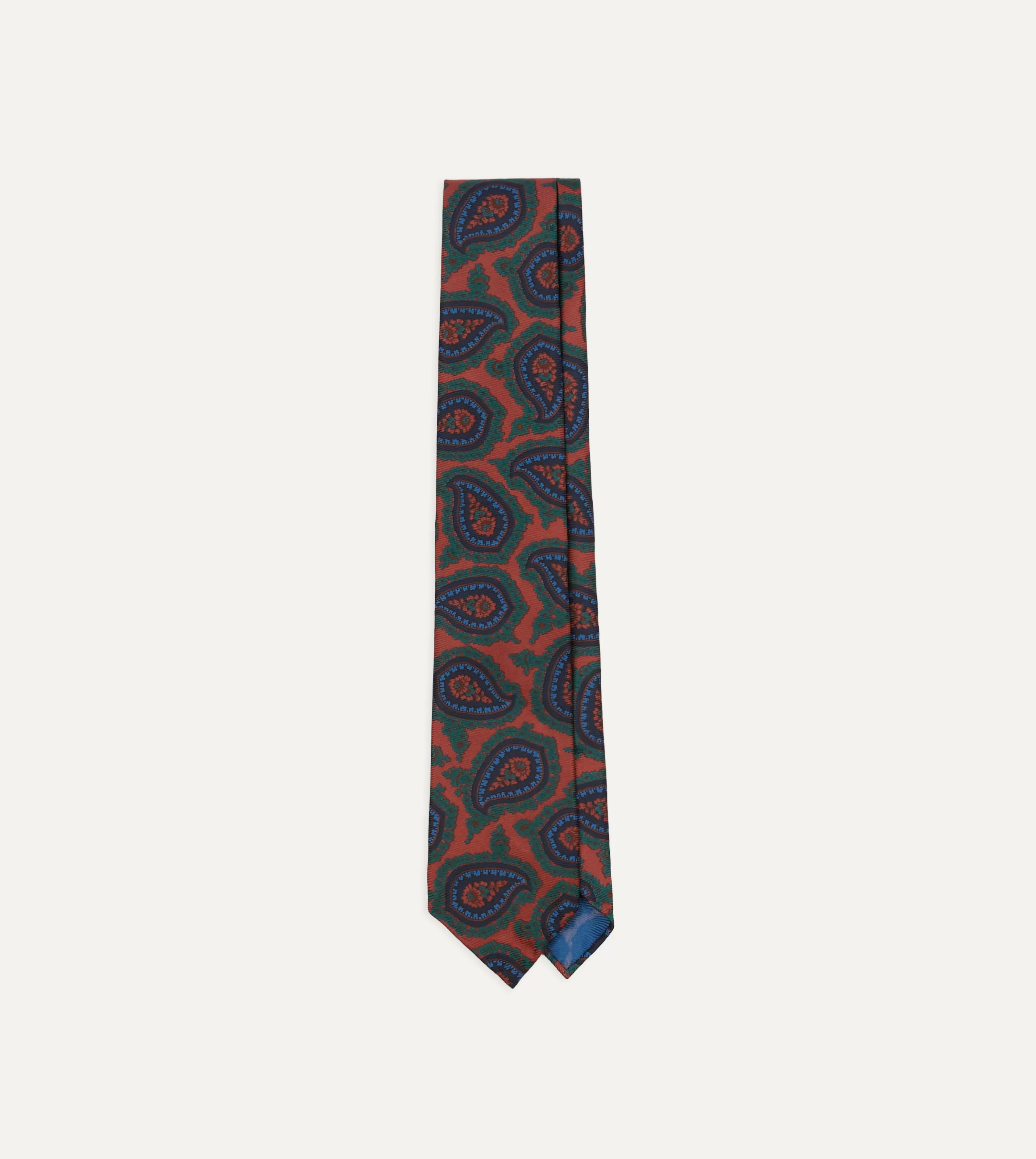 Drake’s Patterned Ties | Red Big Paisley Print 40oz Madder Silk Tie