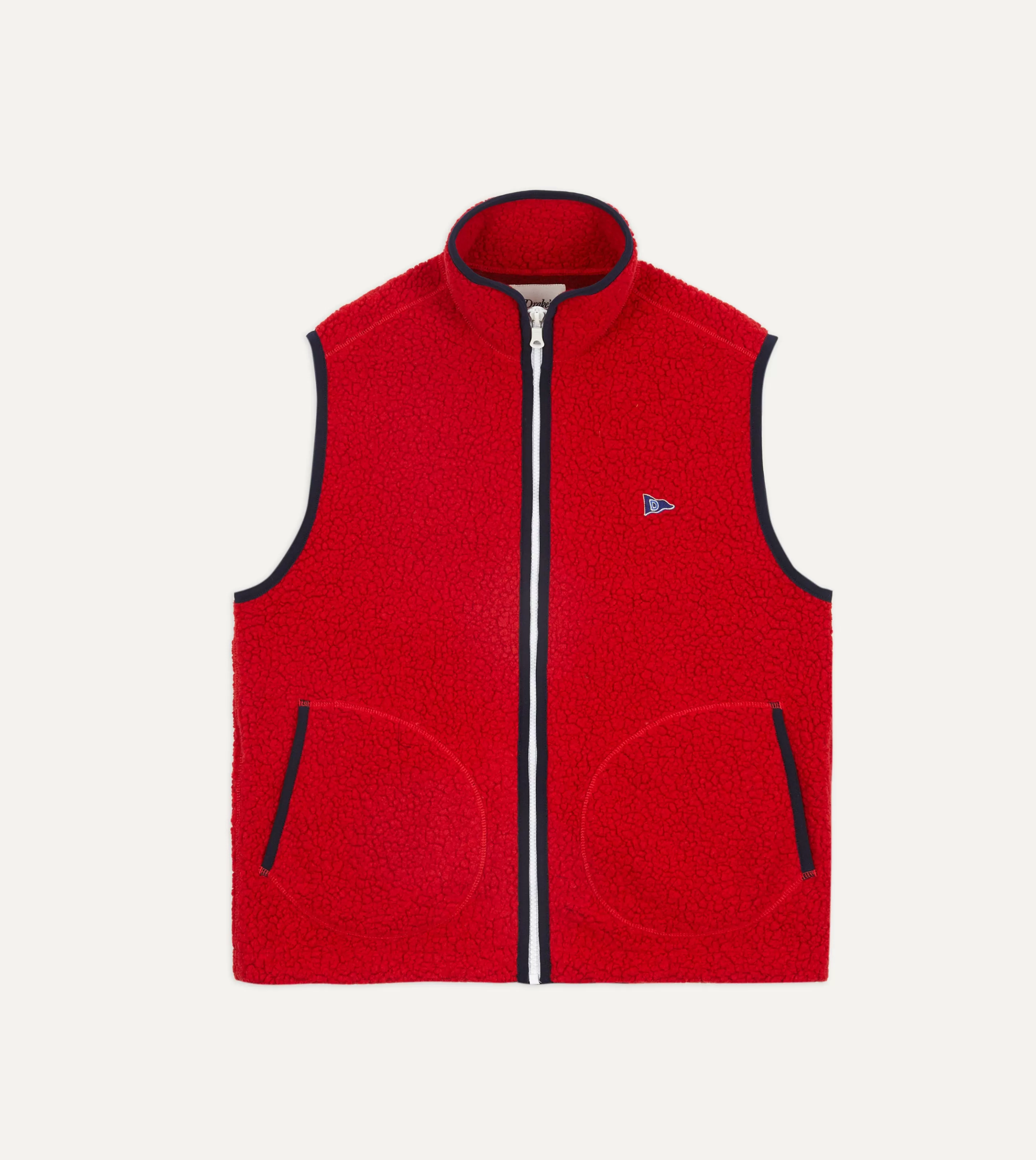 Drake’s Fleeces | Boucle Wool Zip Fleece Vest Red