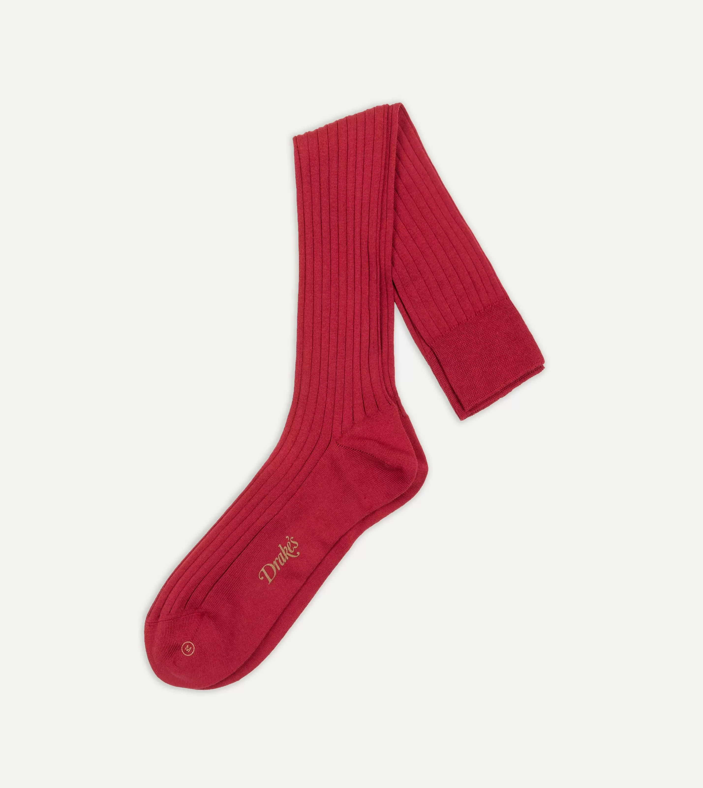 Drake’s Socks | Cotton Over-the-Calf Socks Red