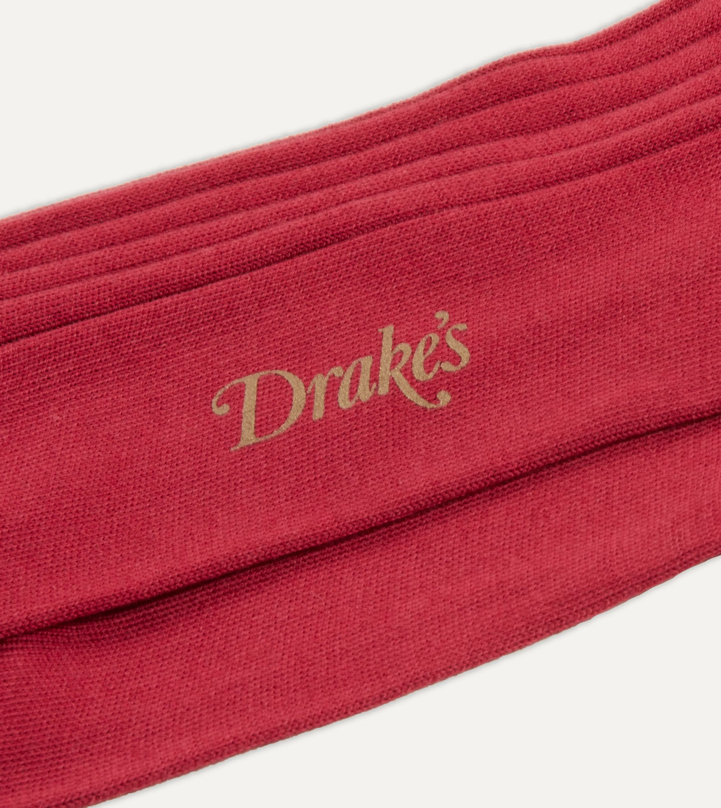 Drake’s Socks | Cotton Over-the-Calf Socks Red