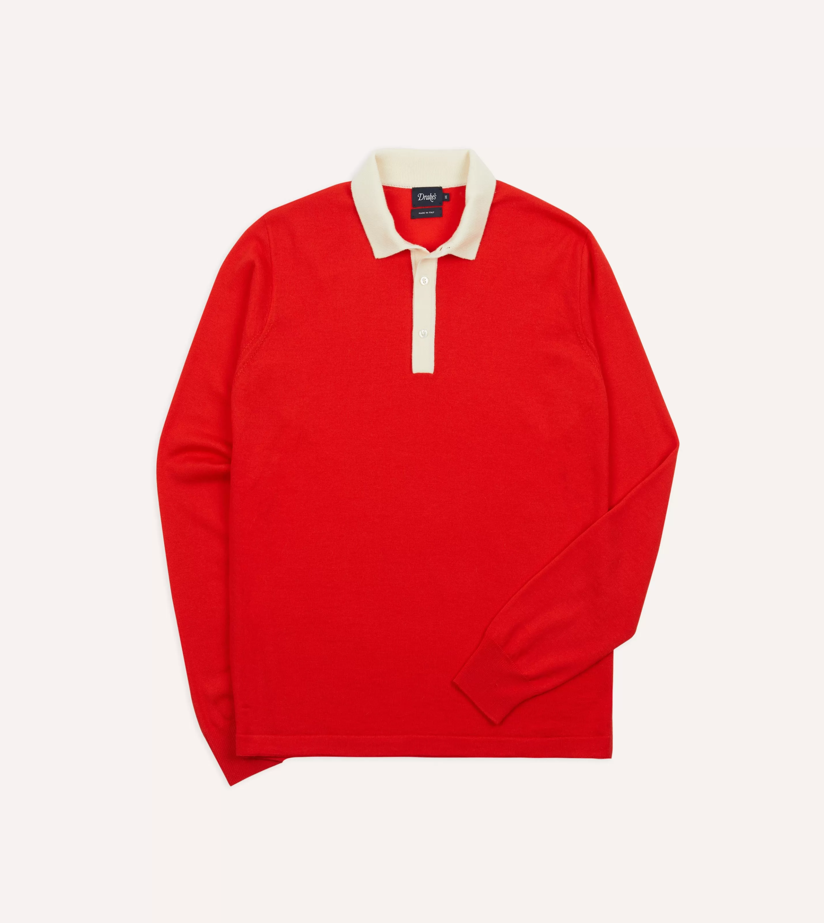 Drake’s Knitwear | Rugby Shirts | Merino Wool Knitted Rugby Shirt Red