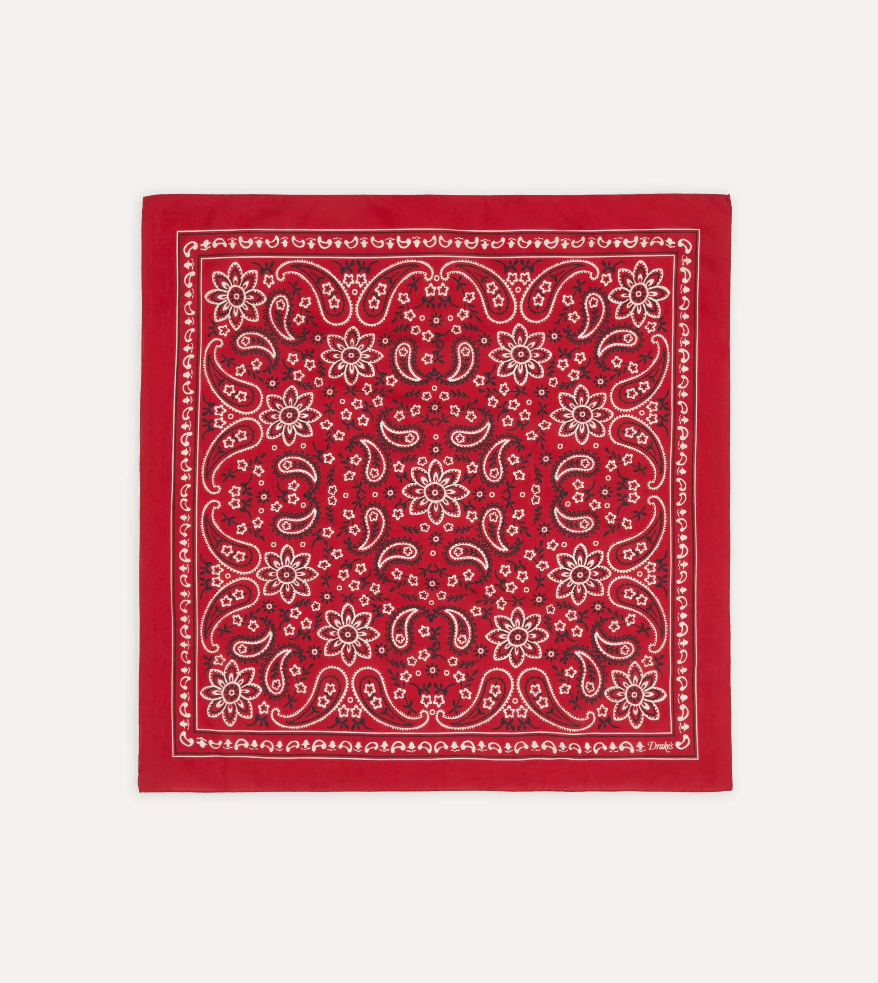 Drake’s Bandanas | Paisley Print Cotton Bandana Red