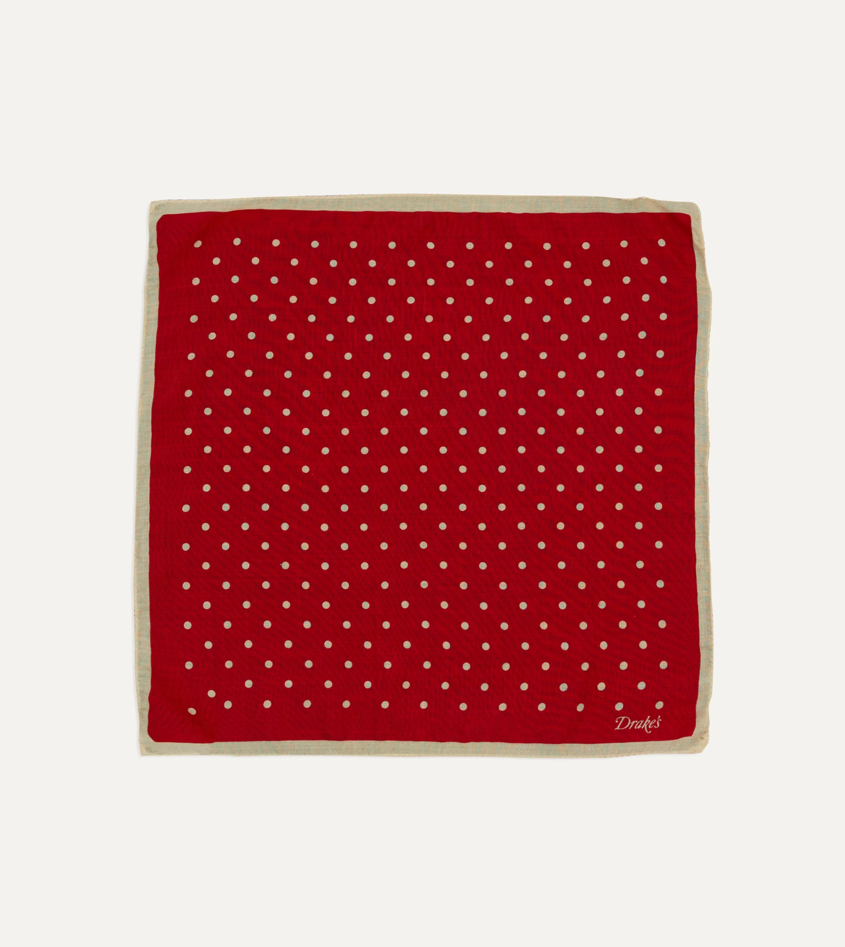 Drake’s Scarves | Spot Print Wool-Silk Pocket Square Red