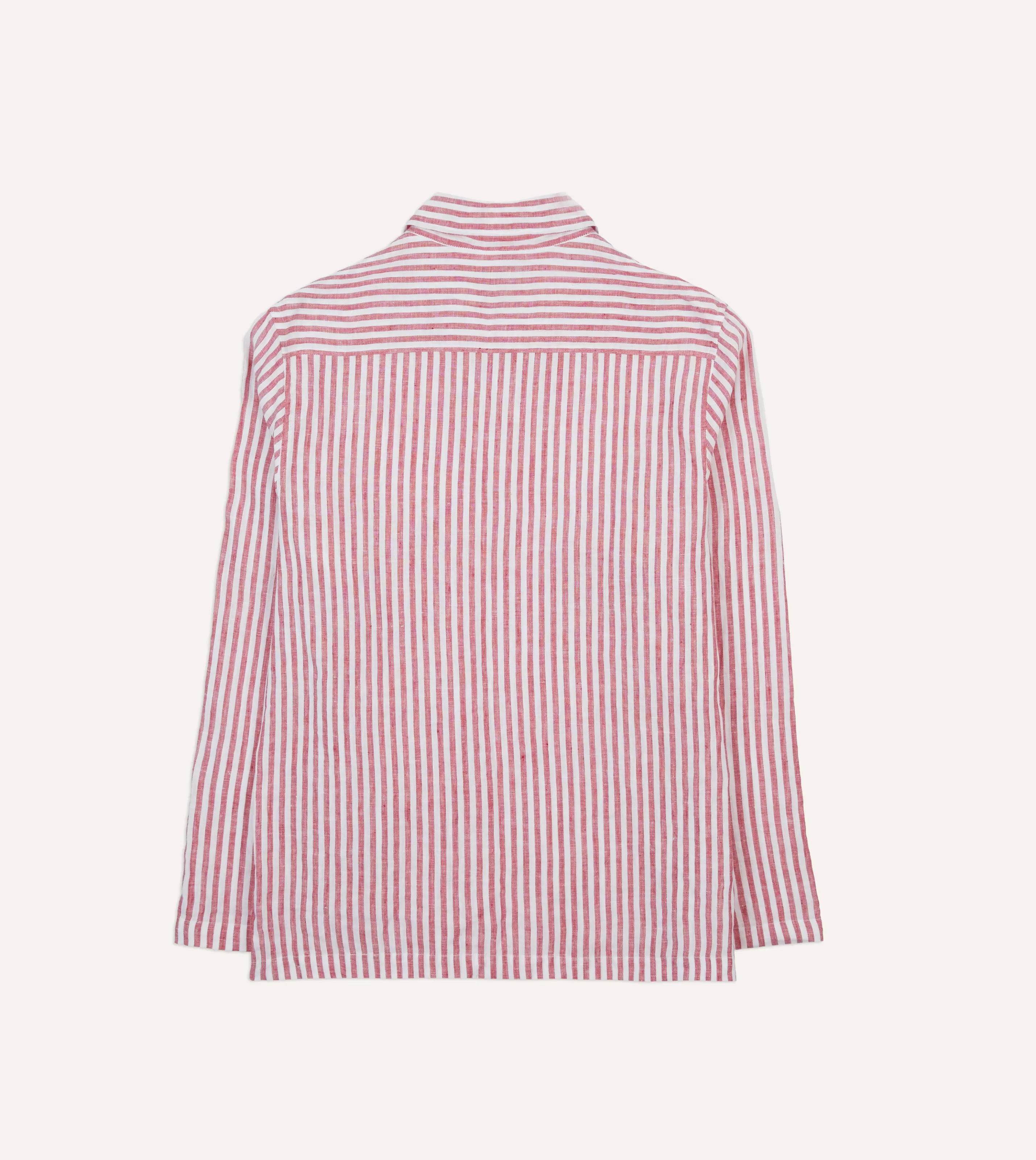 Drake’s Shirts | Popover Shirts | Stripe Linen Smock Shirt Red