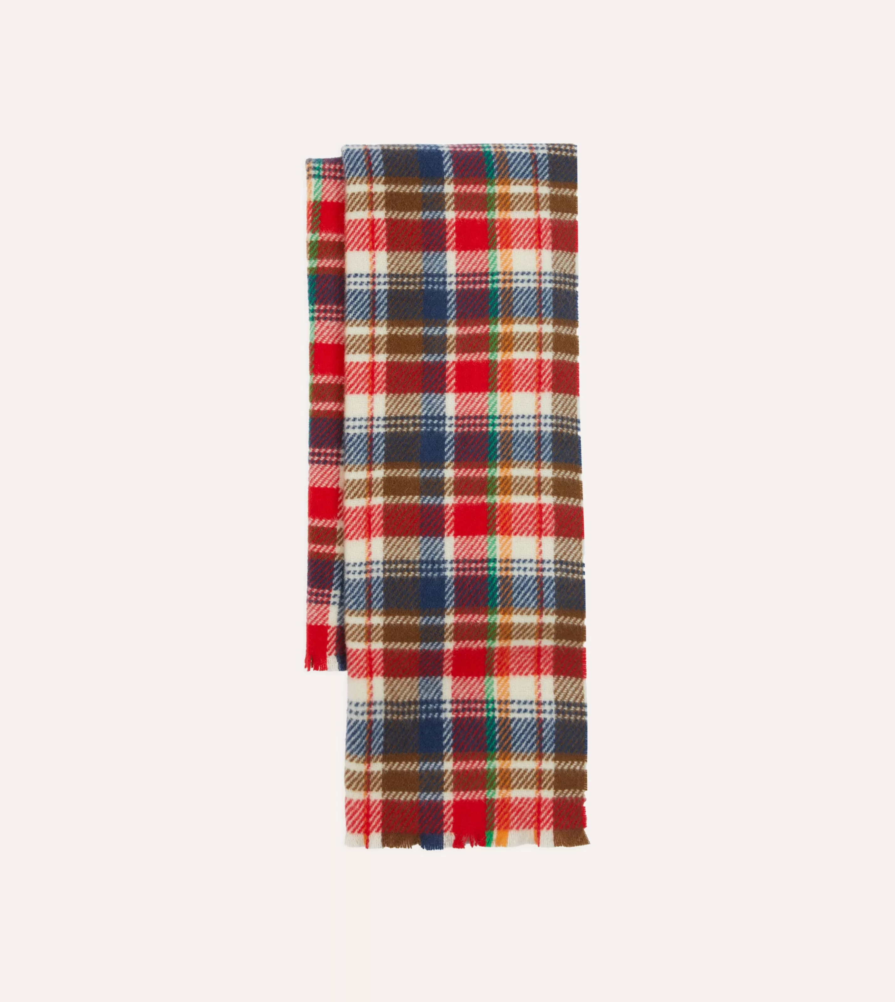 Drake’s Scarves | Red Tartan Check Wool Scarf