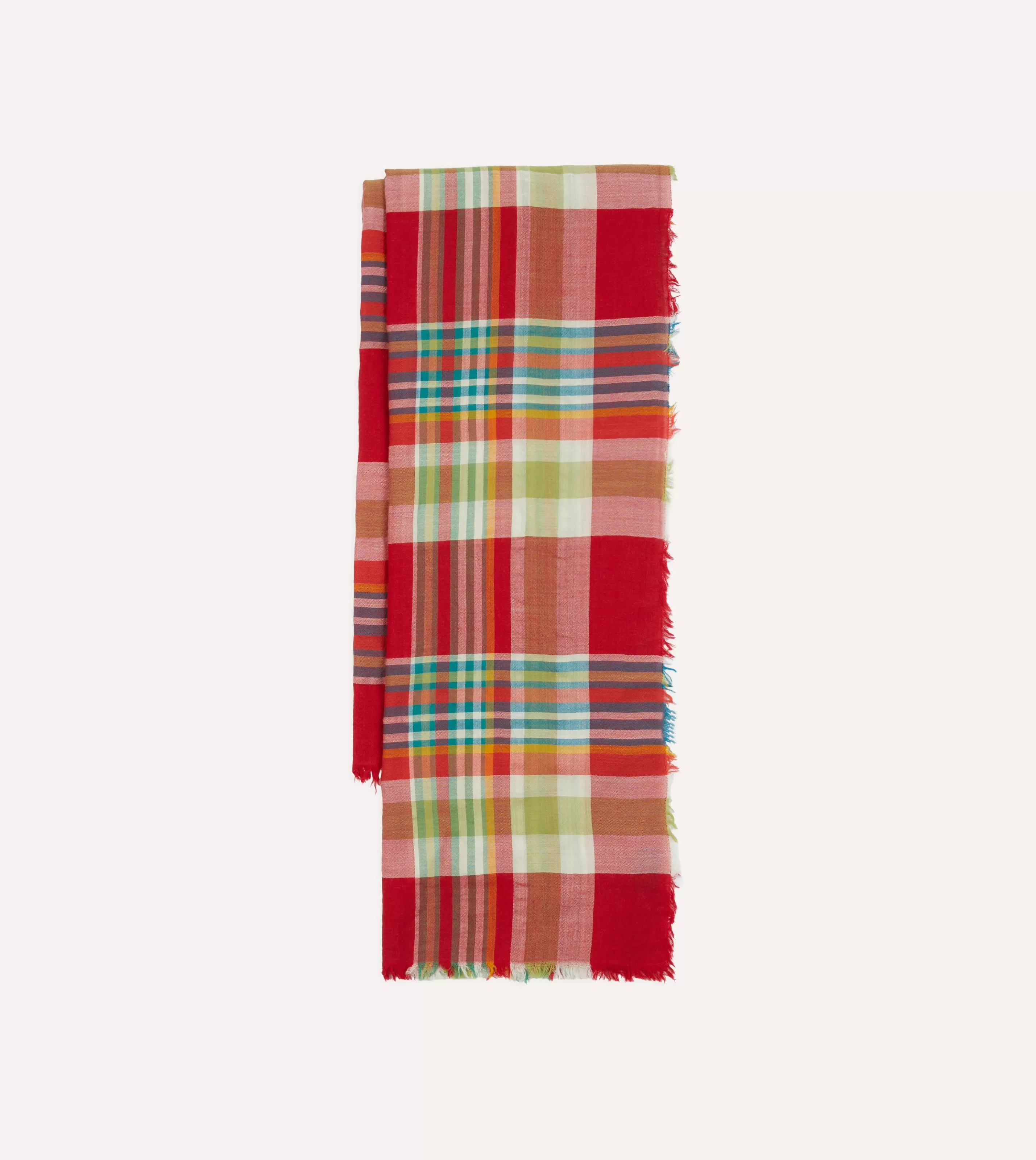 Drake’s Scarves | Red Tartan Check Wool Scarf