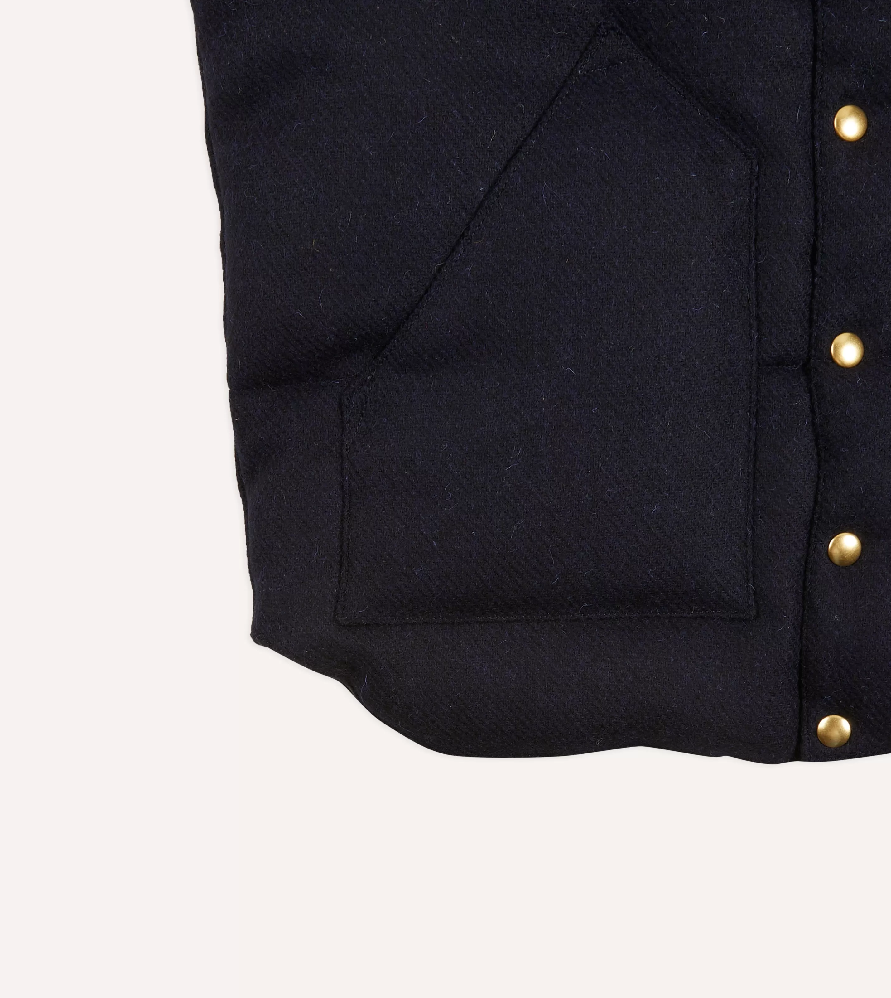 Drake’s Coats & Jackets | Rocky Mountain Featherbed For Drake's Navy Harris Tweed Leather Christy Down Vest