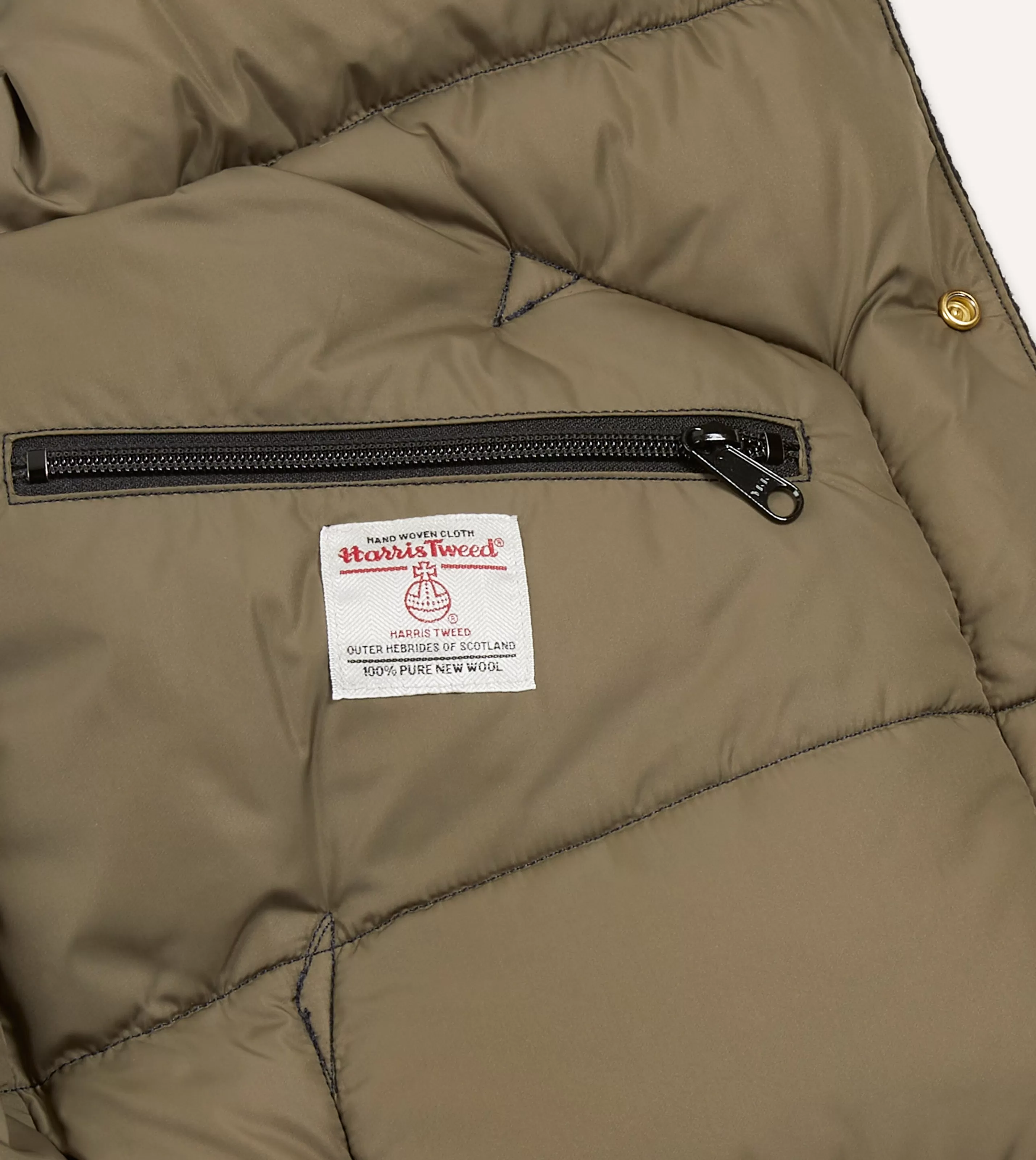 Drake’s Coats & Jackets | Rocky Mountain Featherbed For Drake's Navy Harris Tweed Leather Christy Down Vest